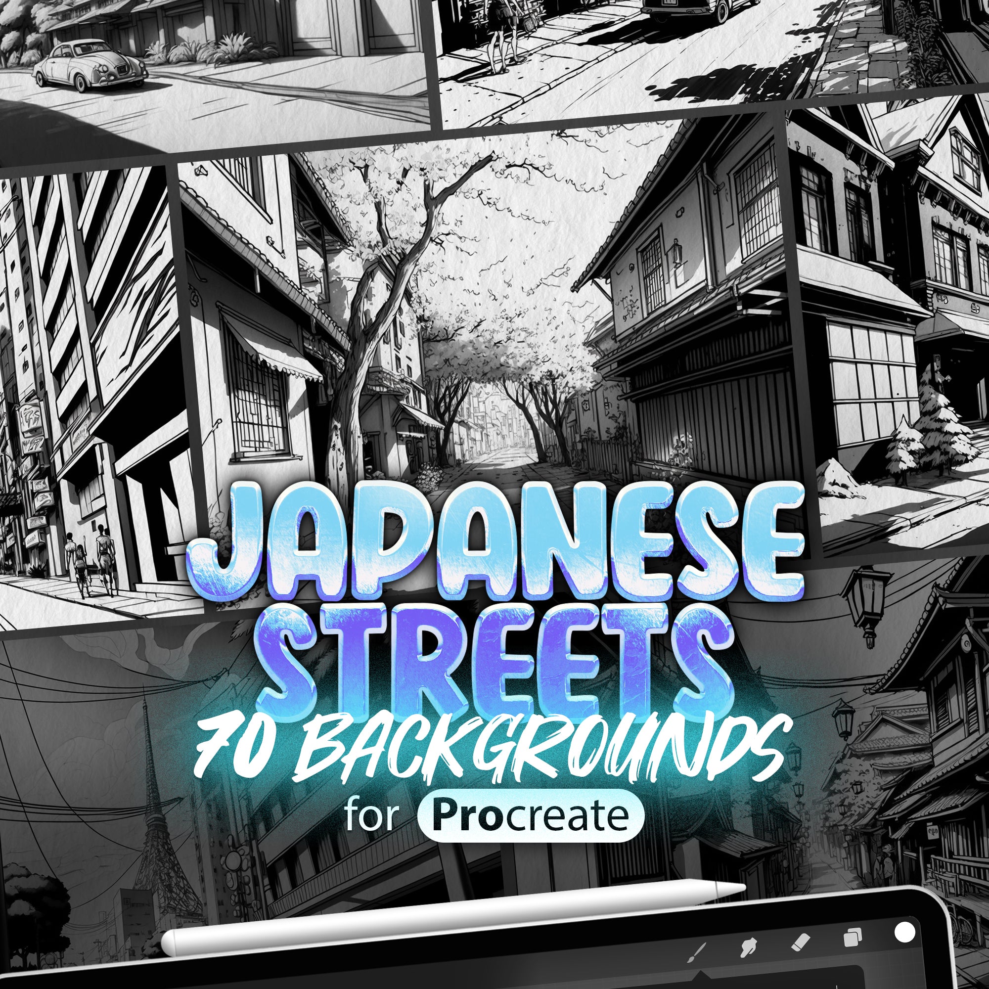 70 Procreate Japanese Streets Background Brushes
