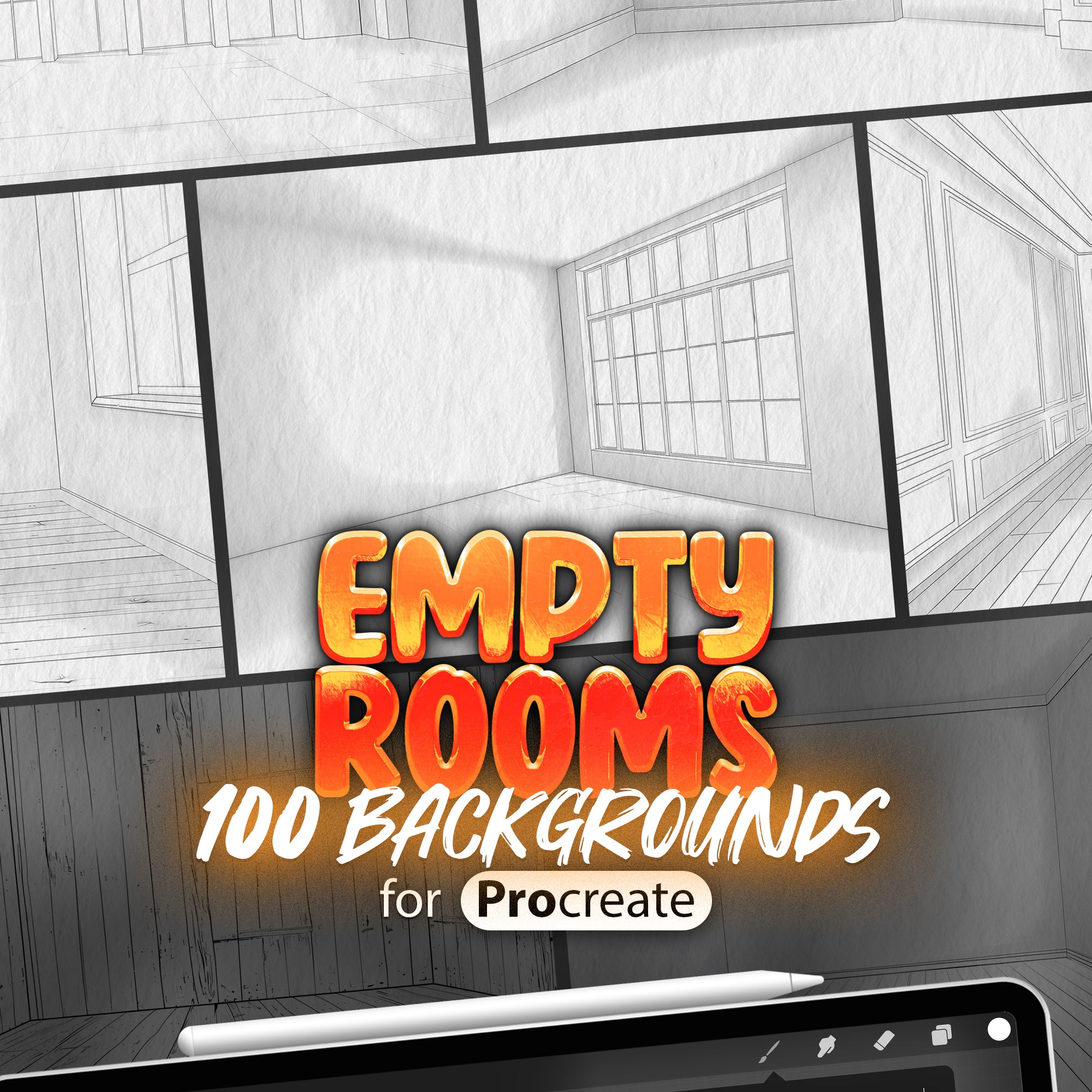 100 Procreate Empty Rooms Backgrounds