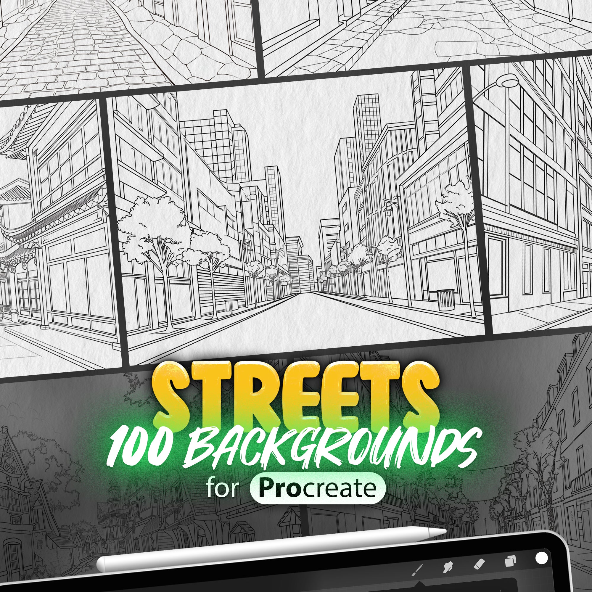 100 Procreate Streets Stamps, Procreate Streets Backgrounds, Procreate City Streets View, Procreate Parkway, Procreate Village Streets