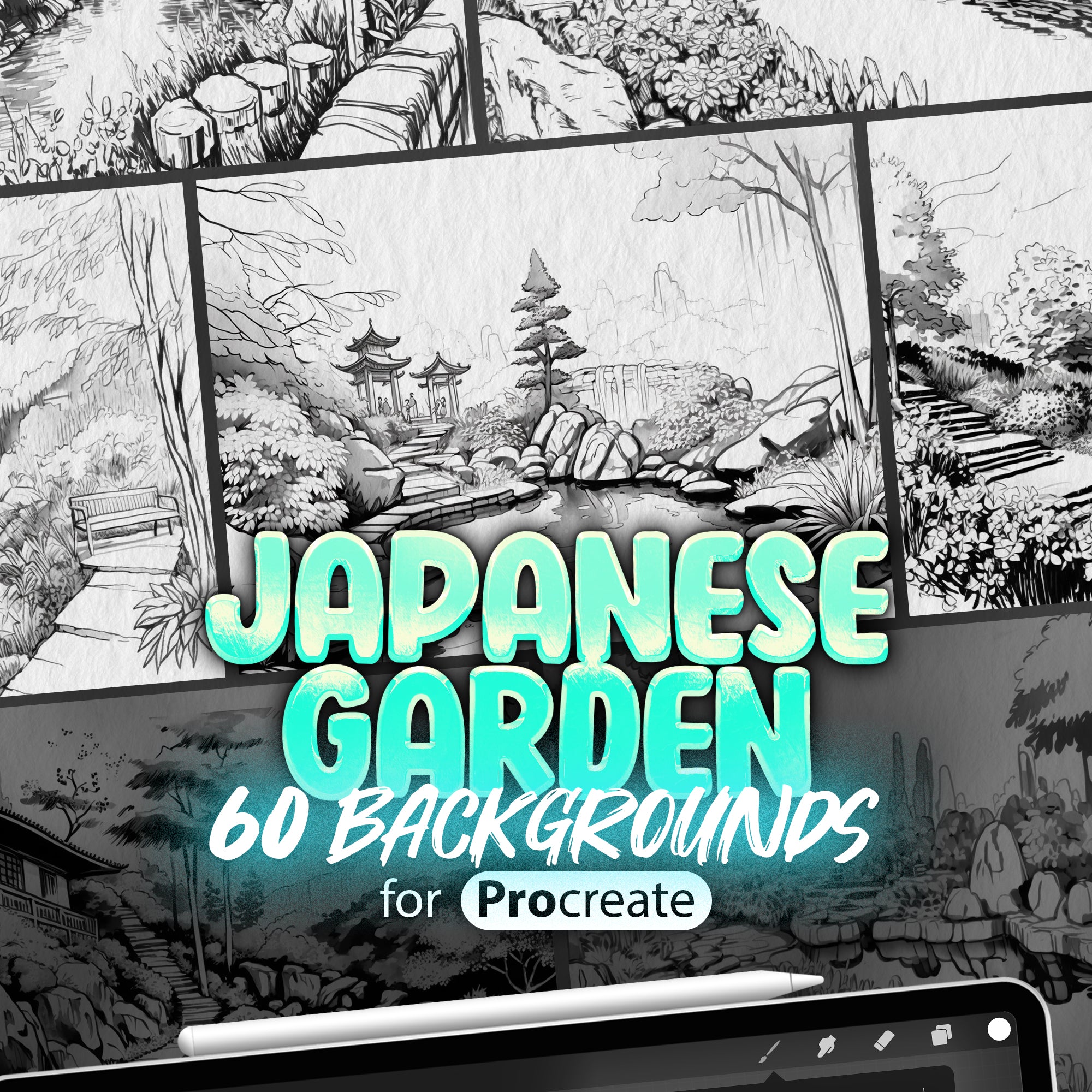 60 Procreate Japanese Garden Background Brushes