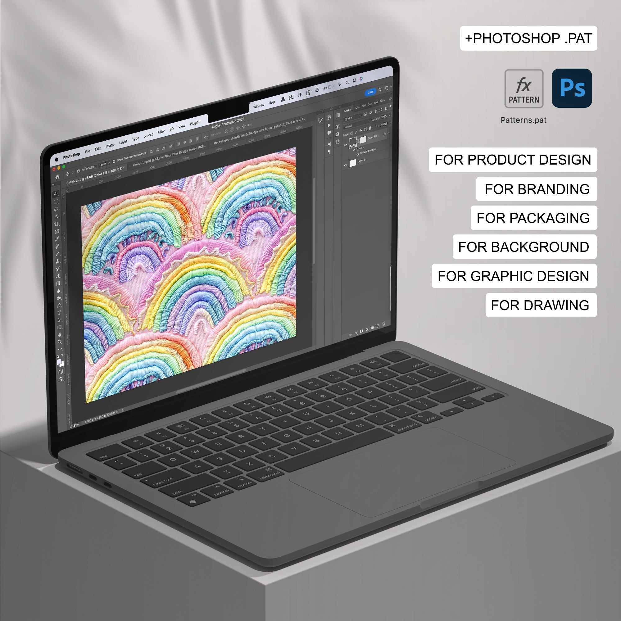 11 Embroidered Rainbows Seamless Pattern