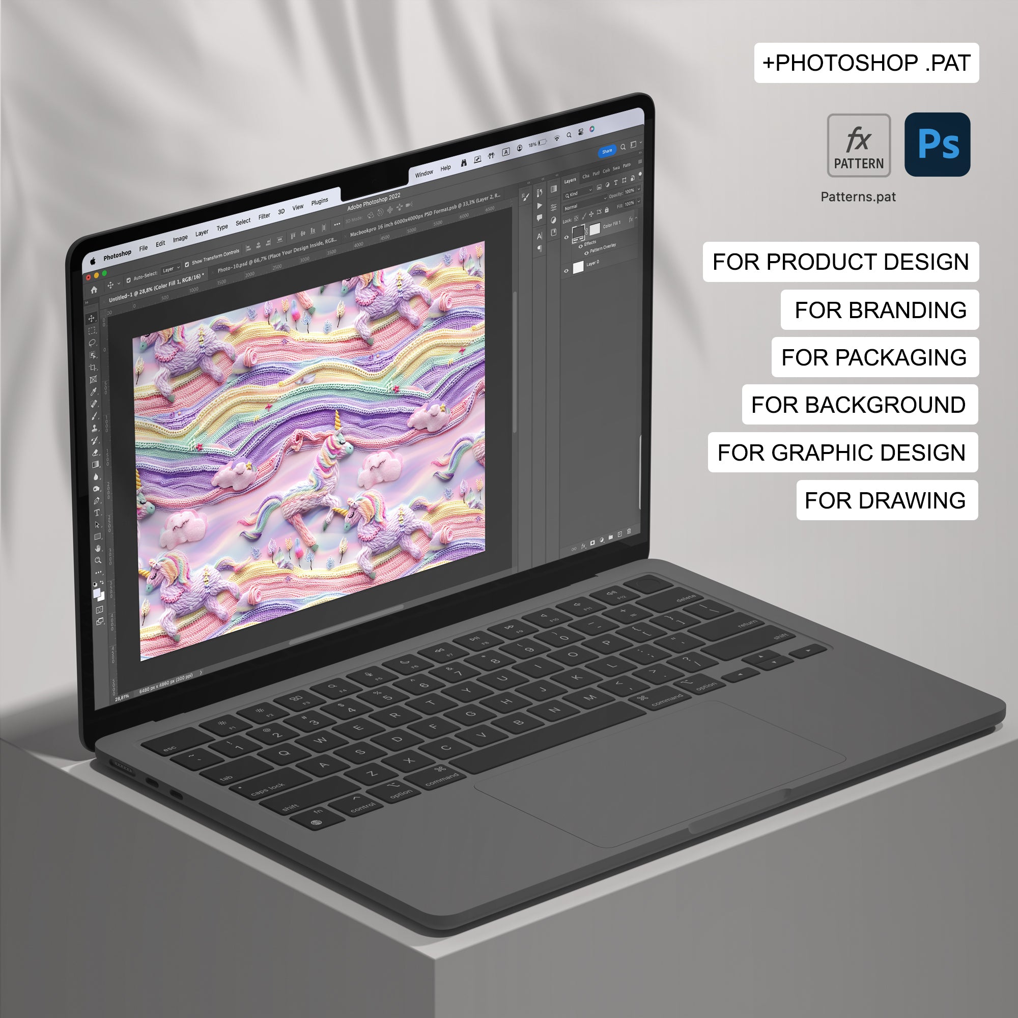 10 Embroidered Unicorns Seamless Pattern