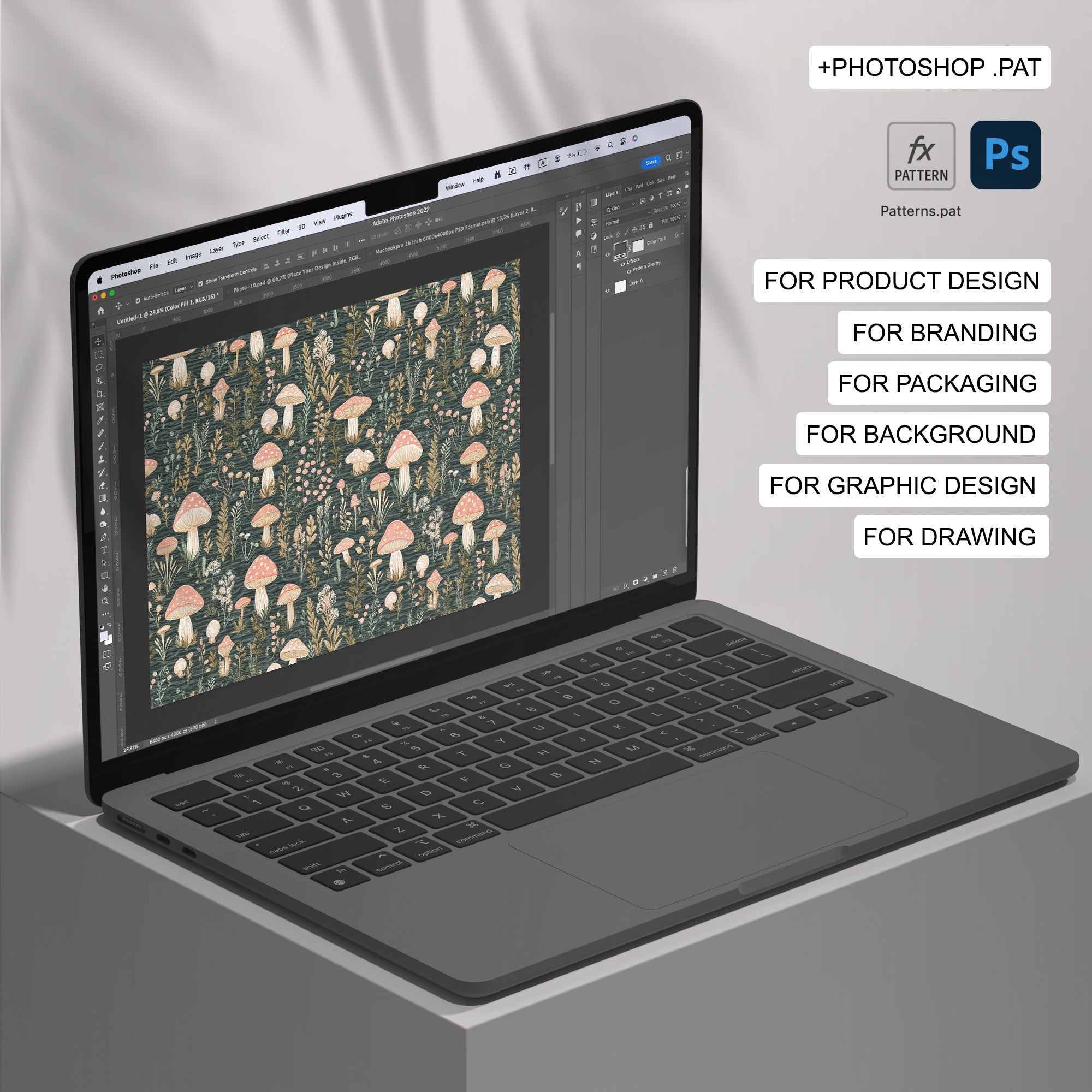 35 Mushrooms Forest Embroidery Seamless Pattern