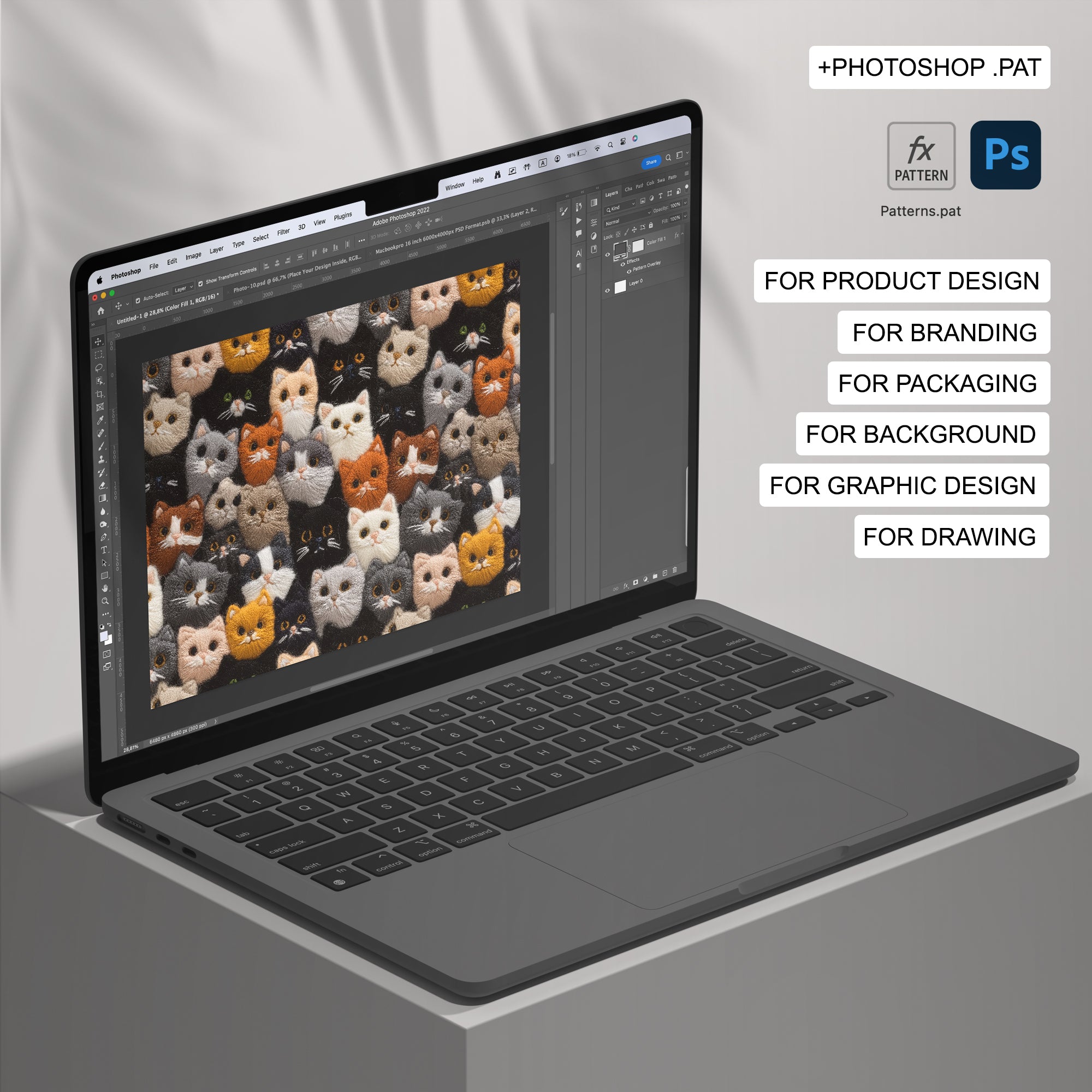 25 Kittens Embroidery Seamless Pattern