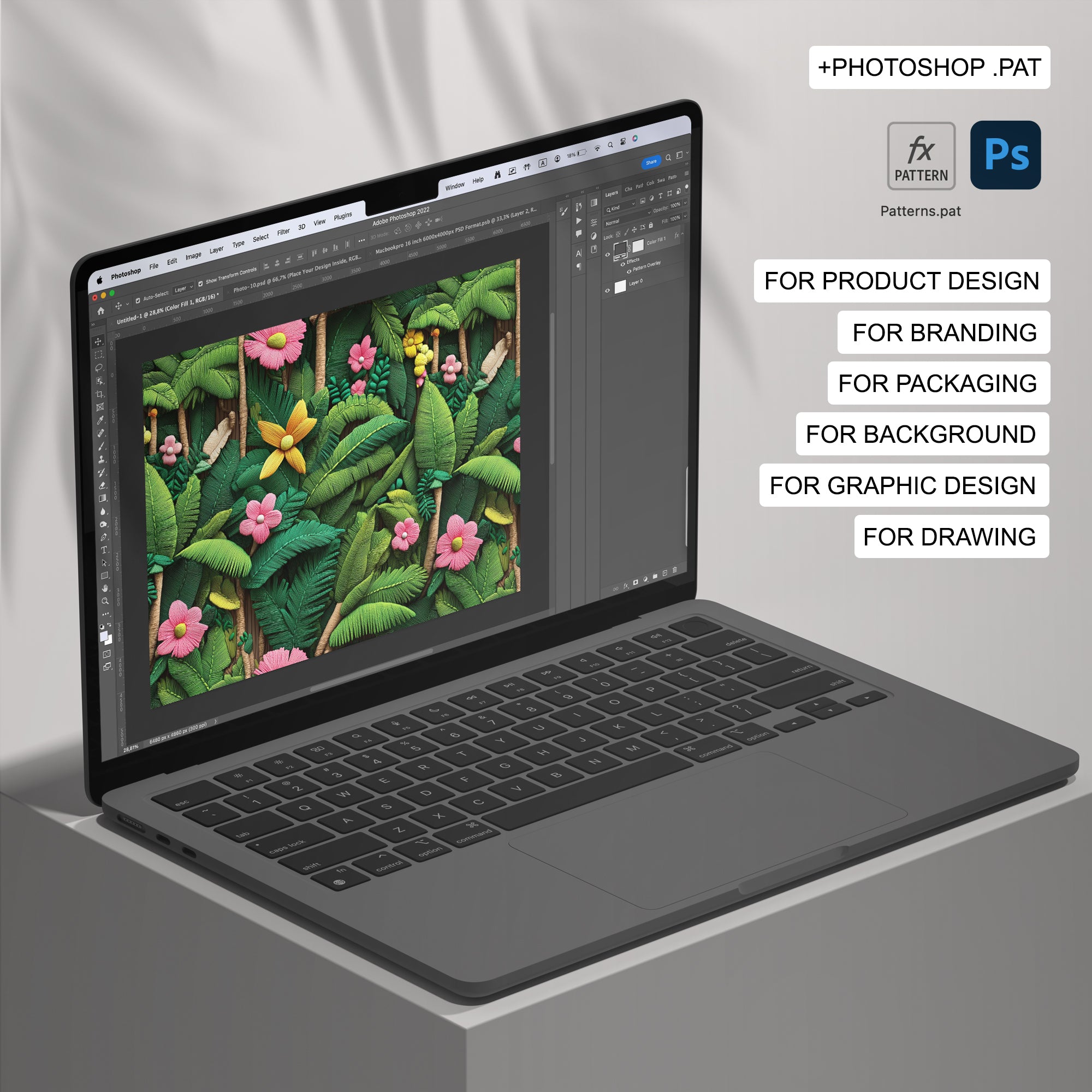 20 Tropical Paradise Embroidery Seamless Pattern