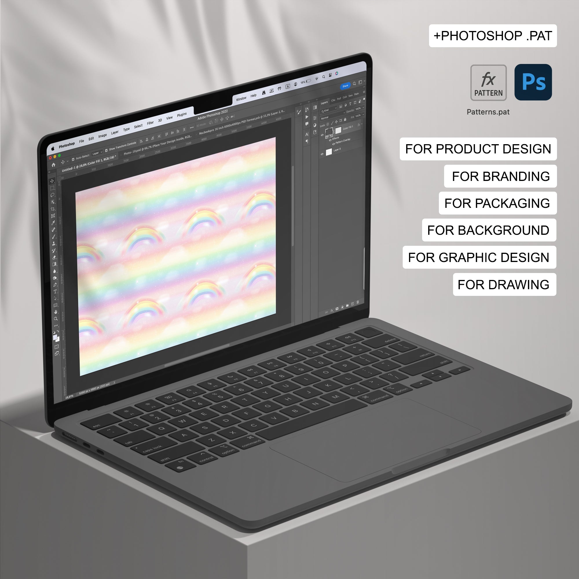 20 Rainbow Watercolor Seamless Pattern