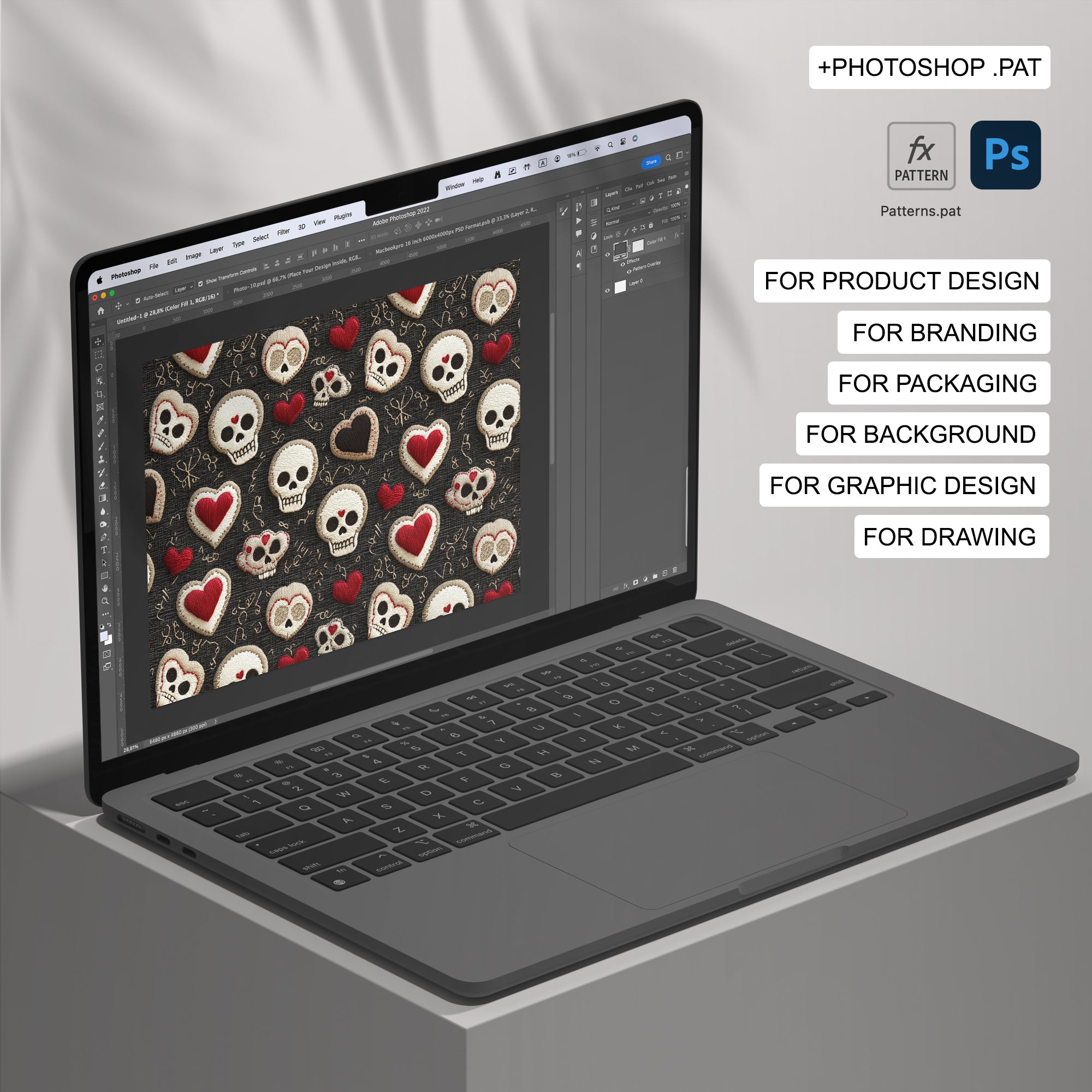 25 Skulls Embroidery Seamless Pattern