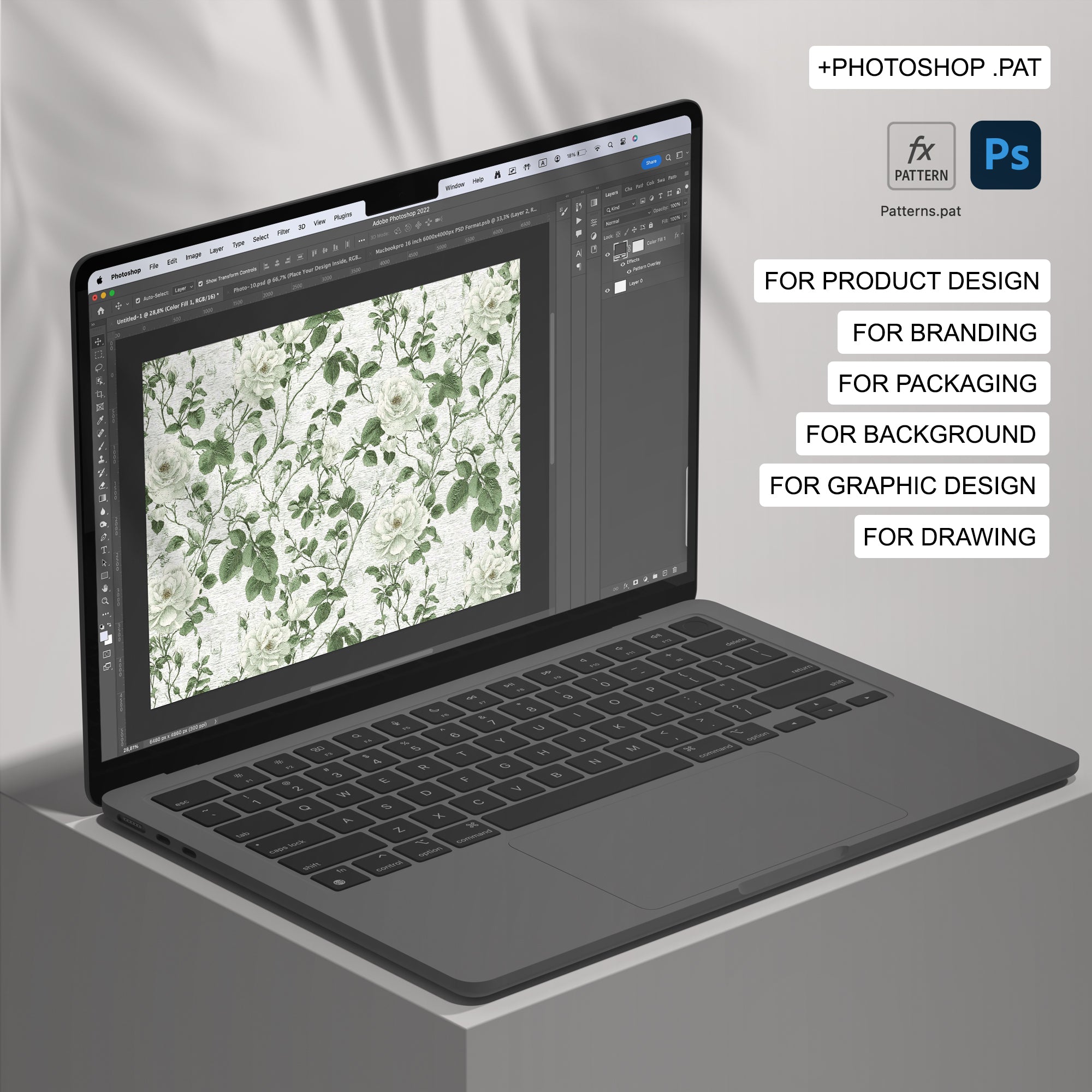 32 French Green Floral Toile de Jouy Seamless Pattern