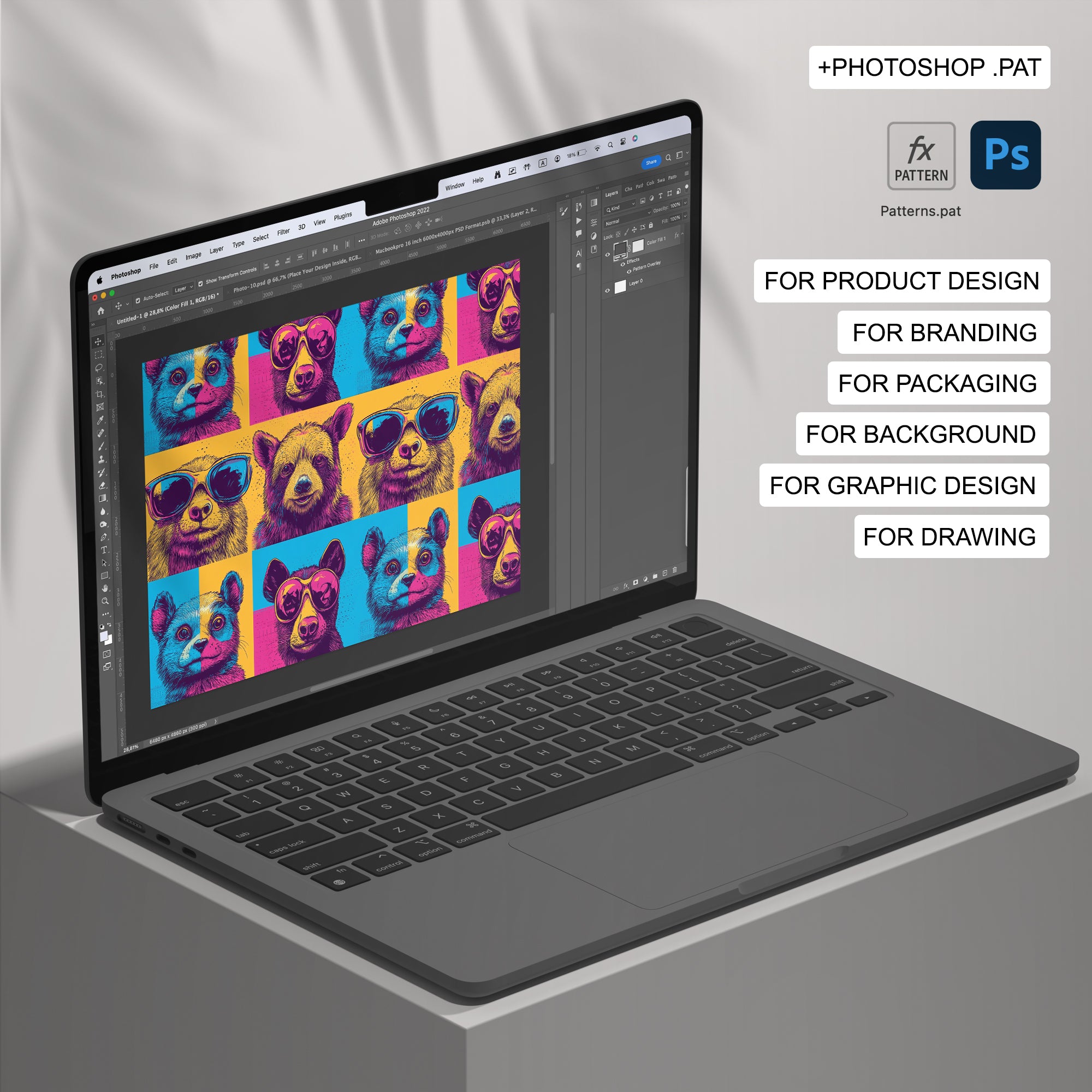 30 Pop-Art Animals Seamless Pattern