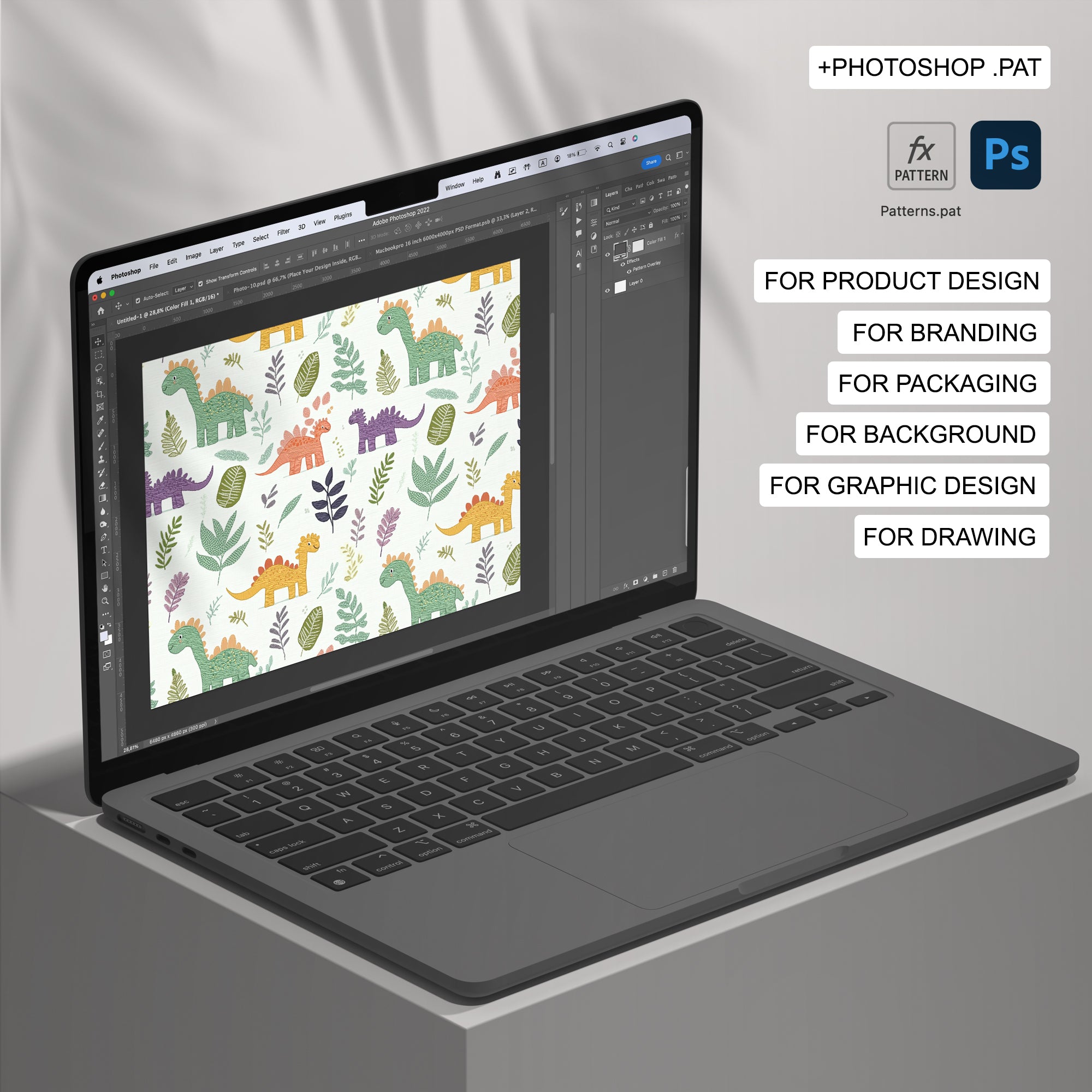 25 Baby Dinos Embroidery Seamless Pattern