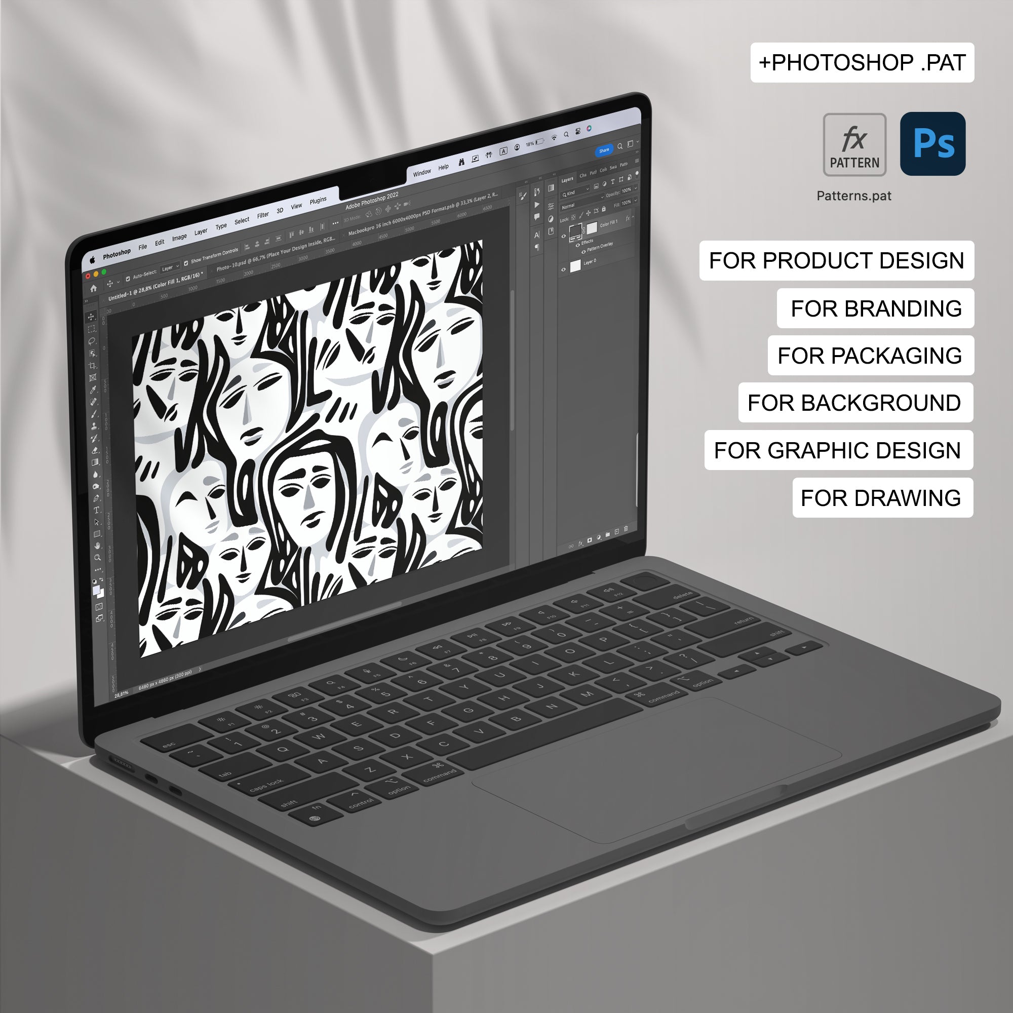 105 Abstract Faces Seamless Pattern