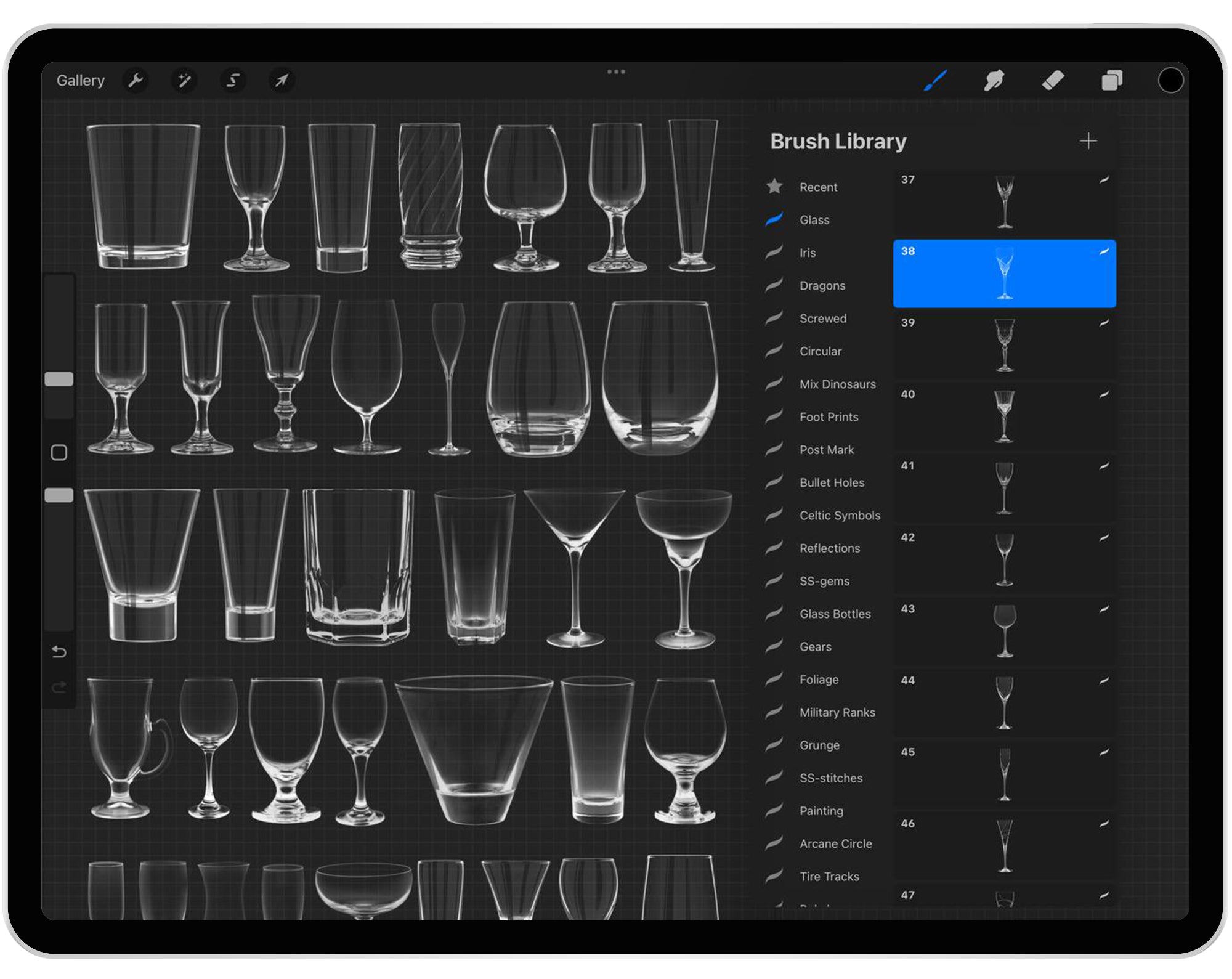 56 Procreate Glass Stamp Brushes