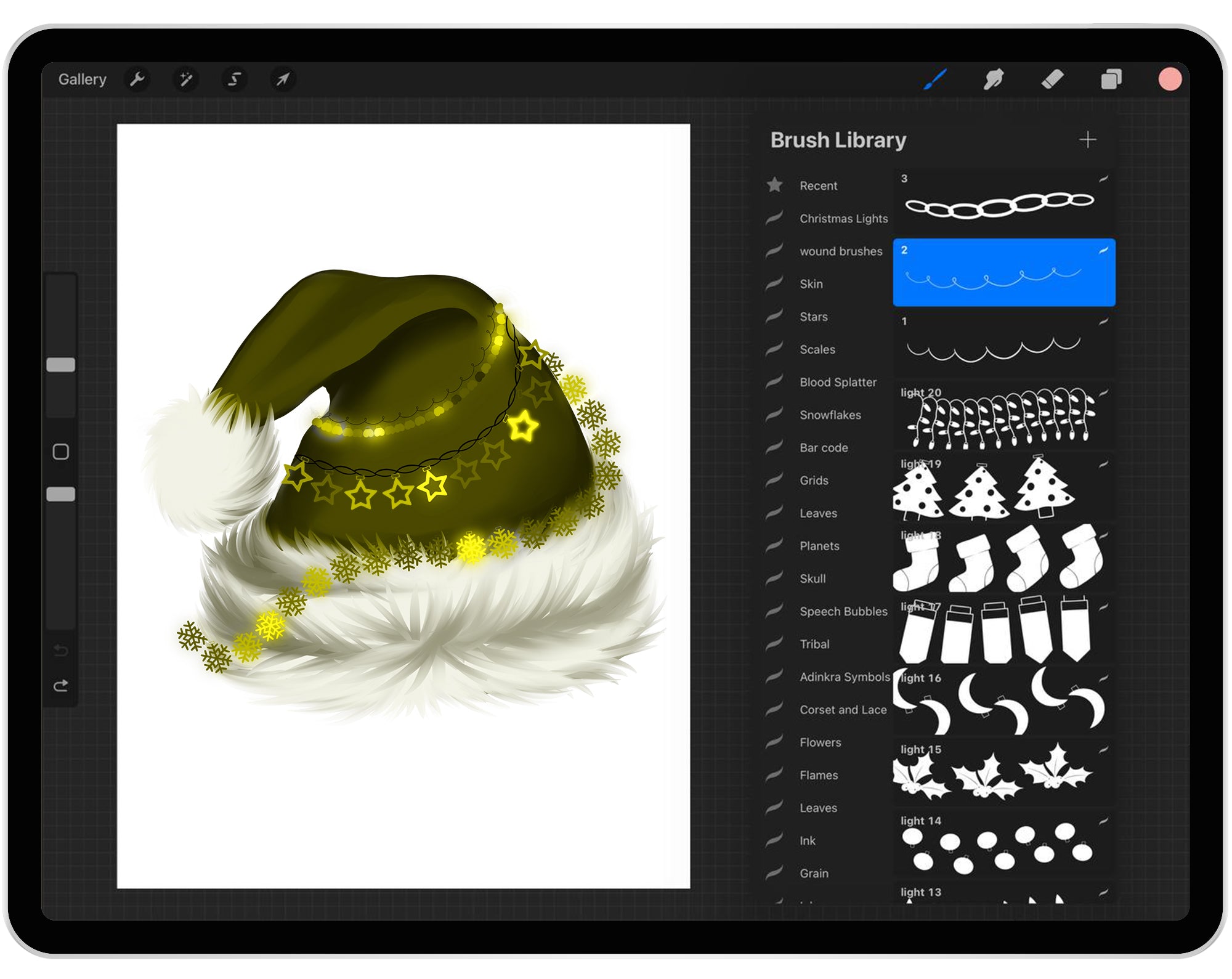 30 Procreate Christmas lights Brushes