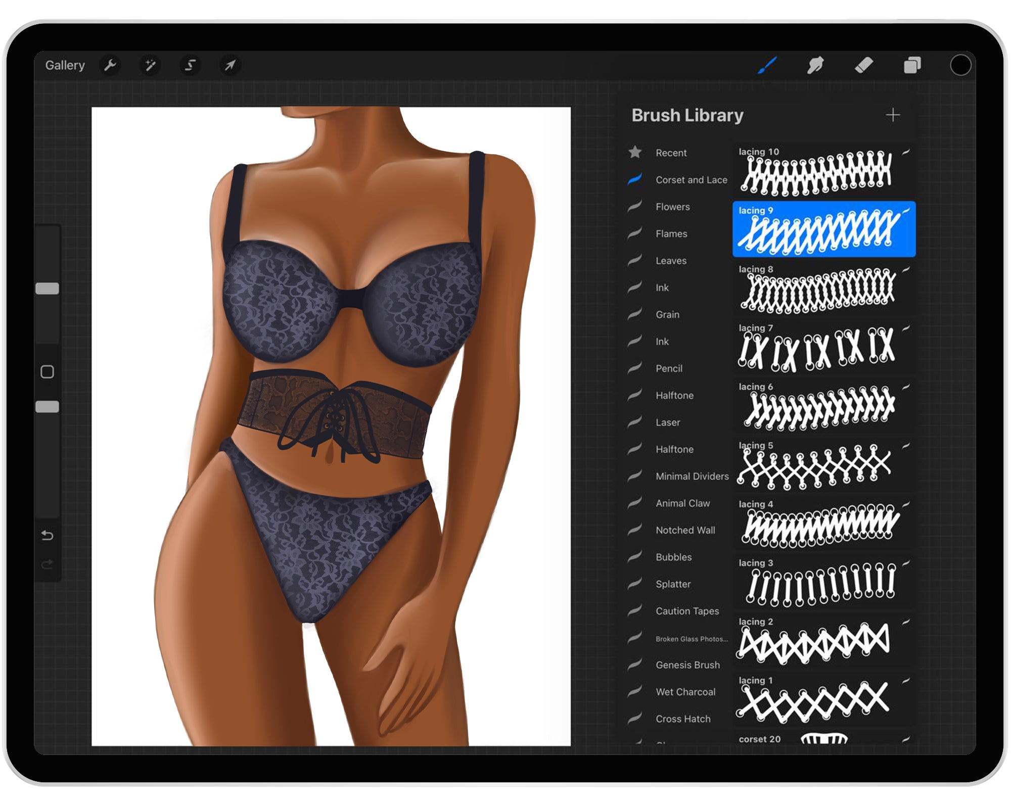 30 Procreate Corset Stamps Brushes
