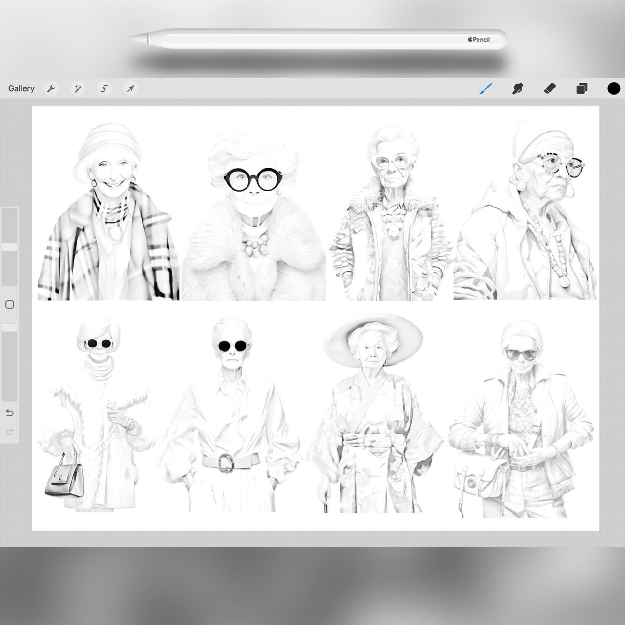 50 Vintage Chic Stamp Brushes for Procreate and Photoshop