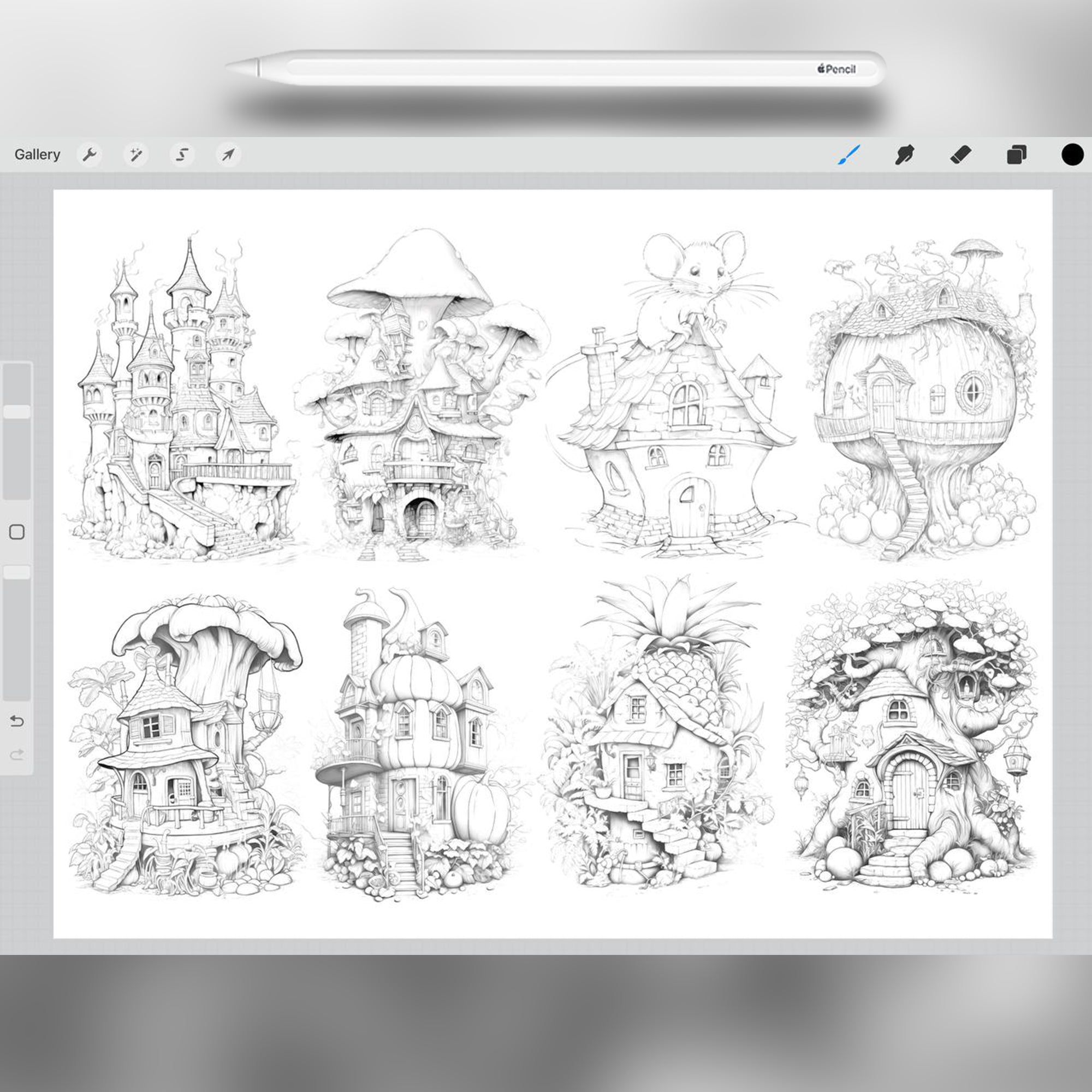 60 Mouse House Stamps Brushes for Procreate and Photoshop
