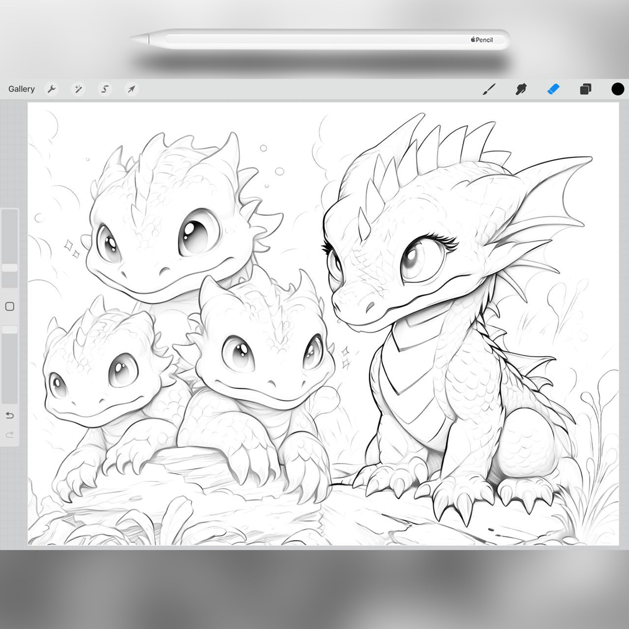 50 Dragonling Magic Stamp Brushes for Procreate and Photoshop