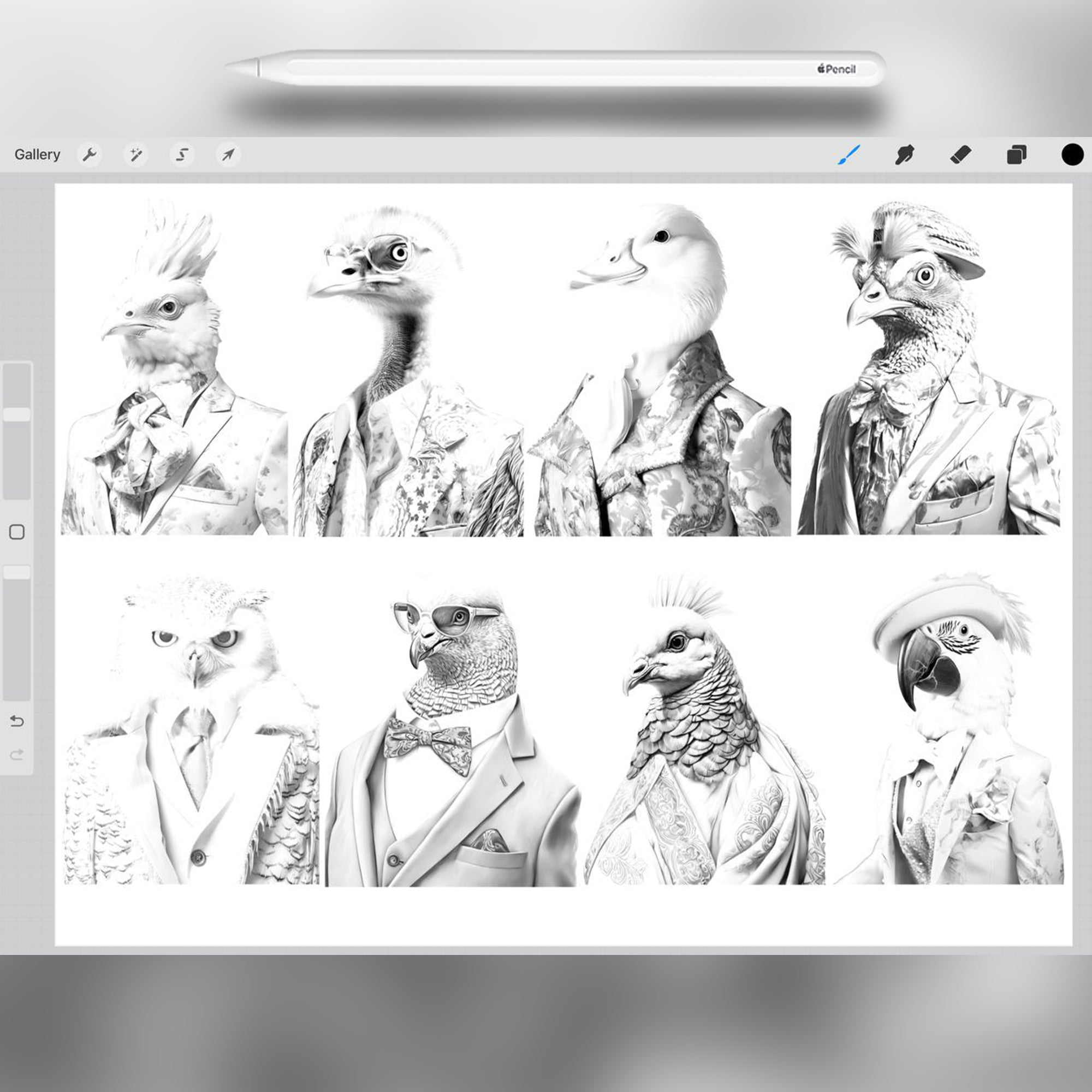 80 Stylish Animals Haute Couture Brushes for Procreate and Photoshop