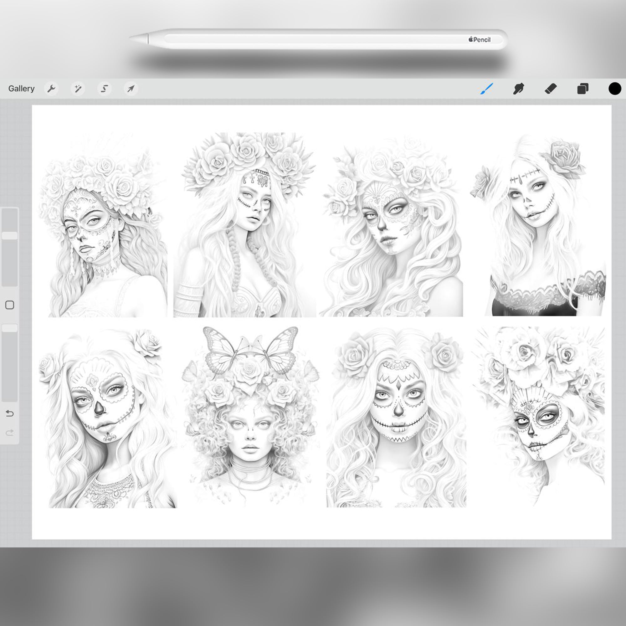 40 Day of the Dead Stamp Brushes for Procreate and Photoshop