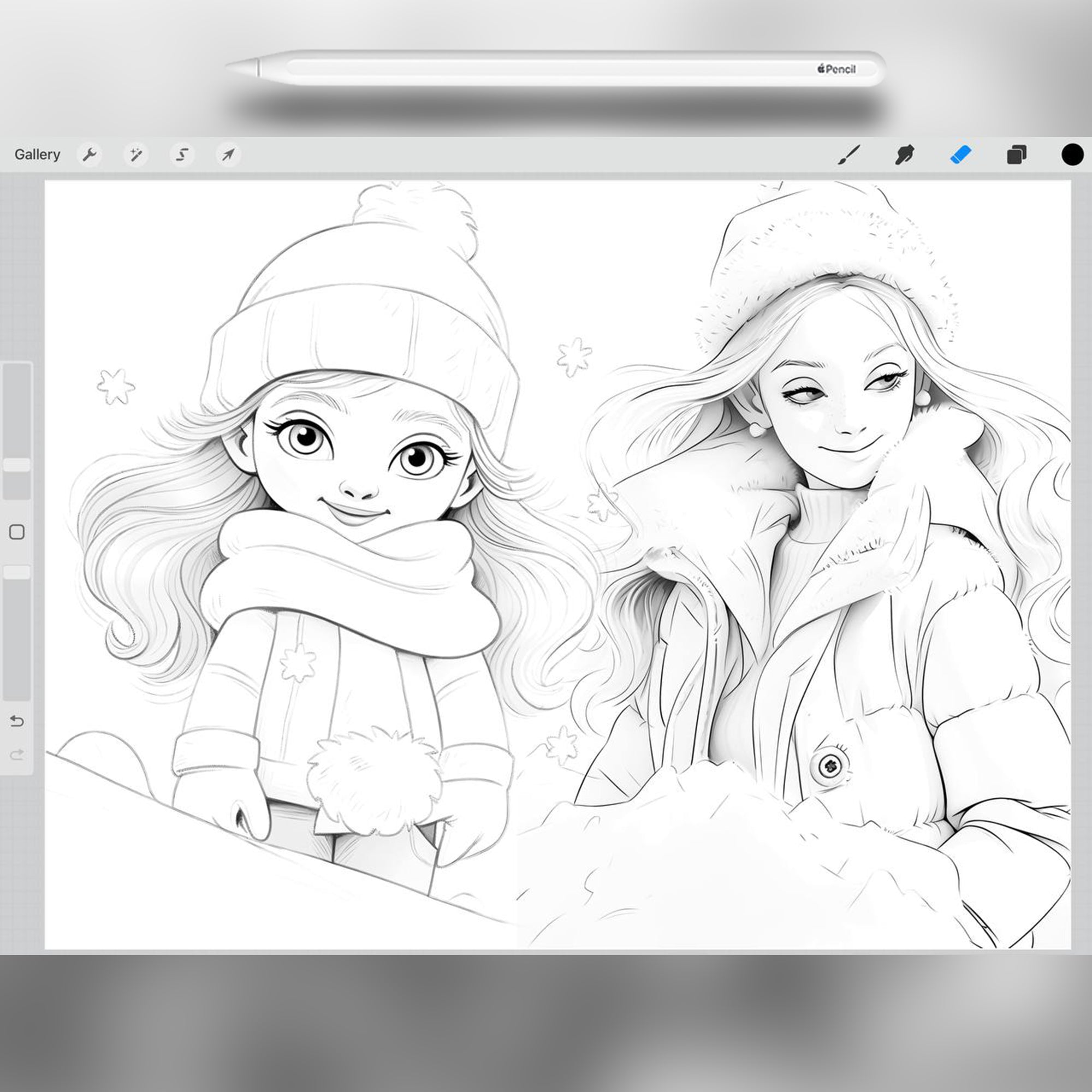 50 Winter Belles Stamp Brushes for Procreate and Photoshop
