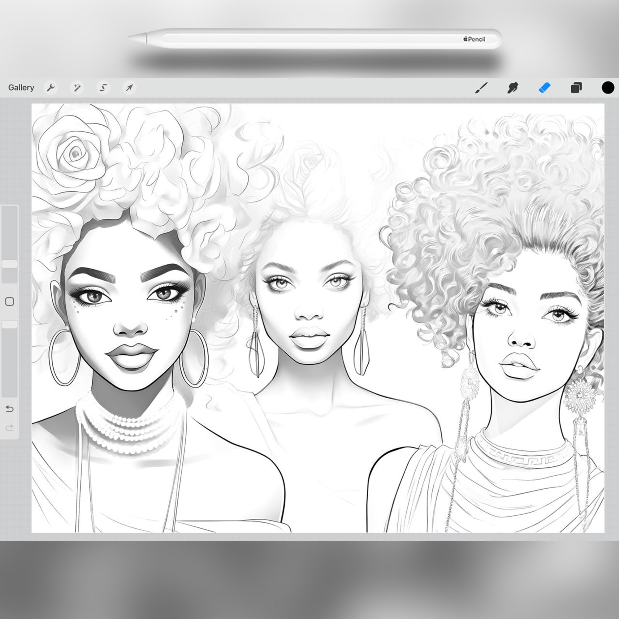 48 Afro Beauties Stamp Brushes for Procreate and Photoshop