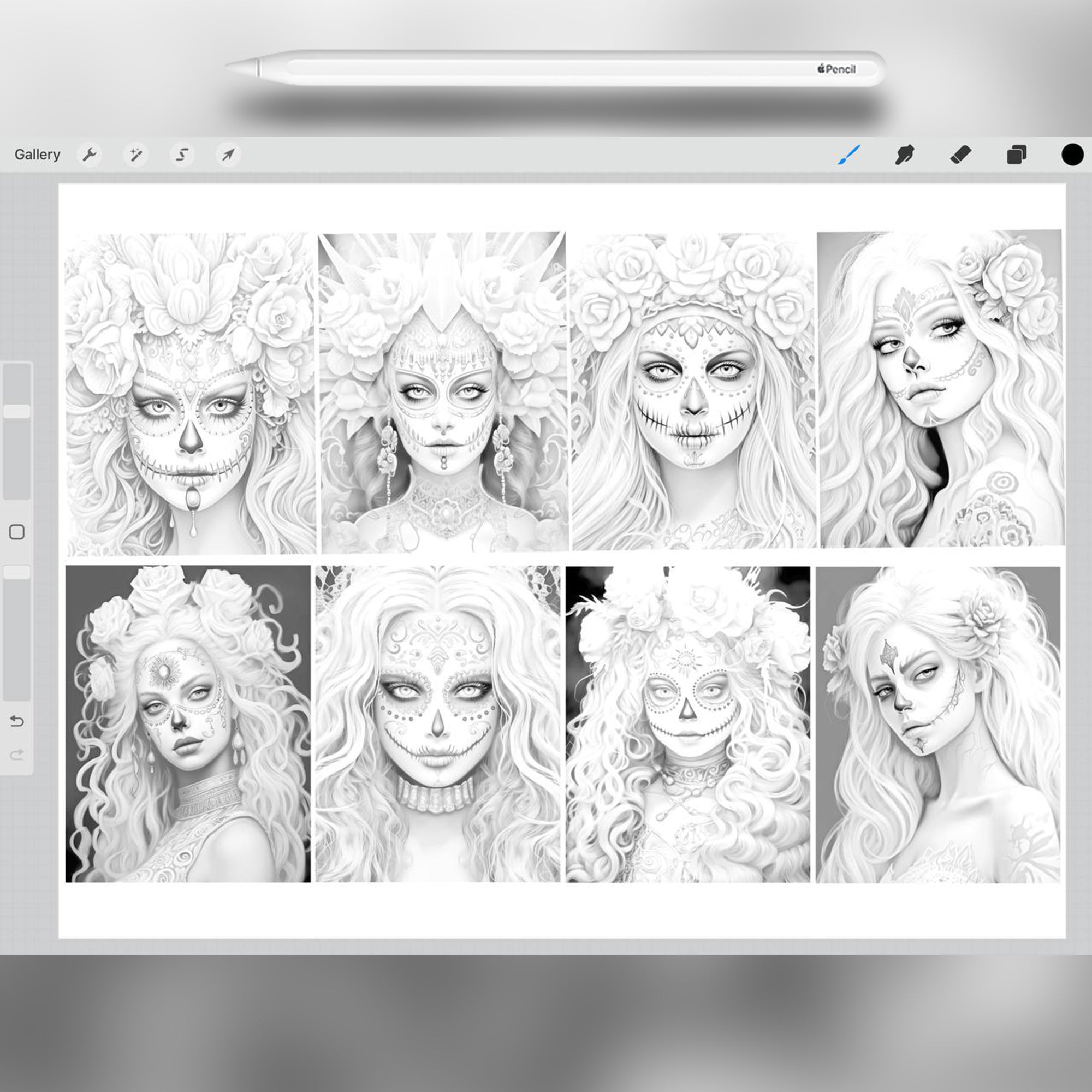 45 La Catrina Brushes for Procreate and Photoshop