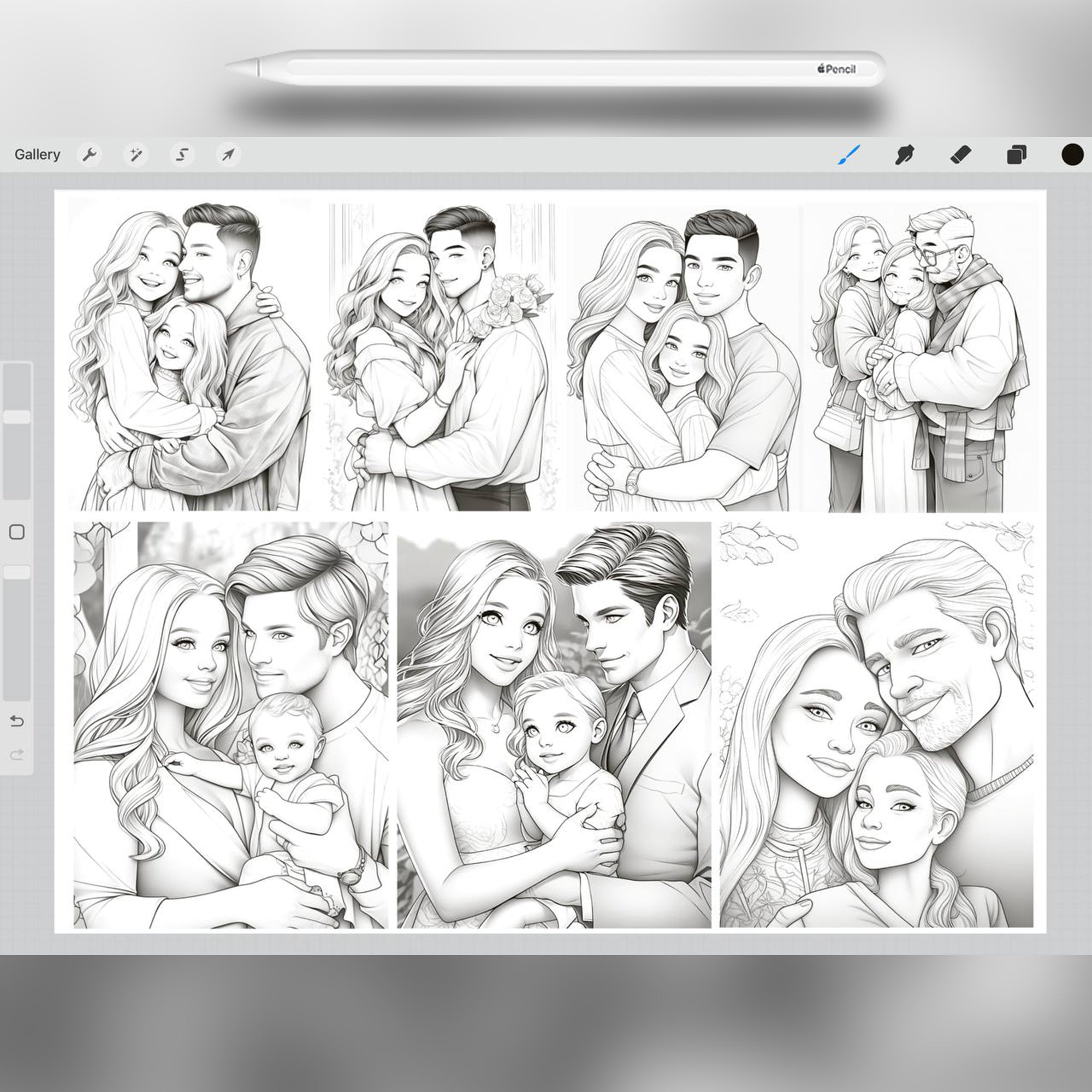 38 Family Procreate Stamp Brushes