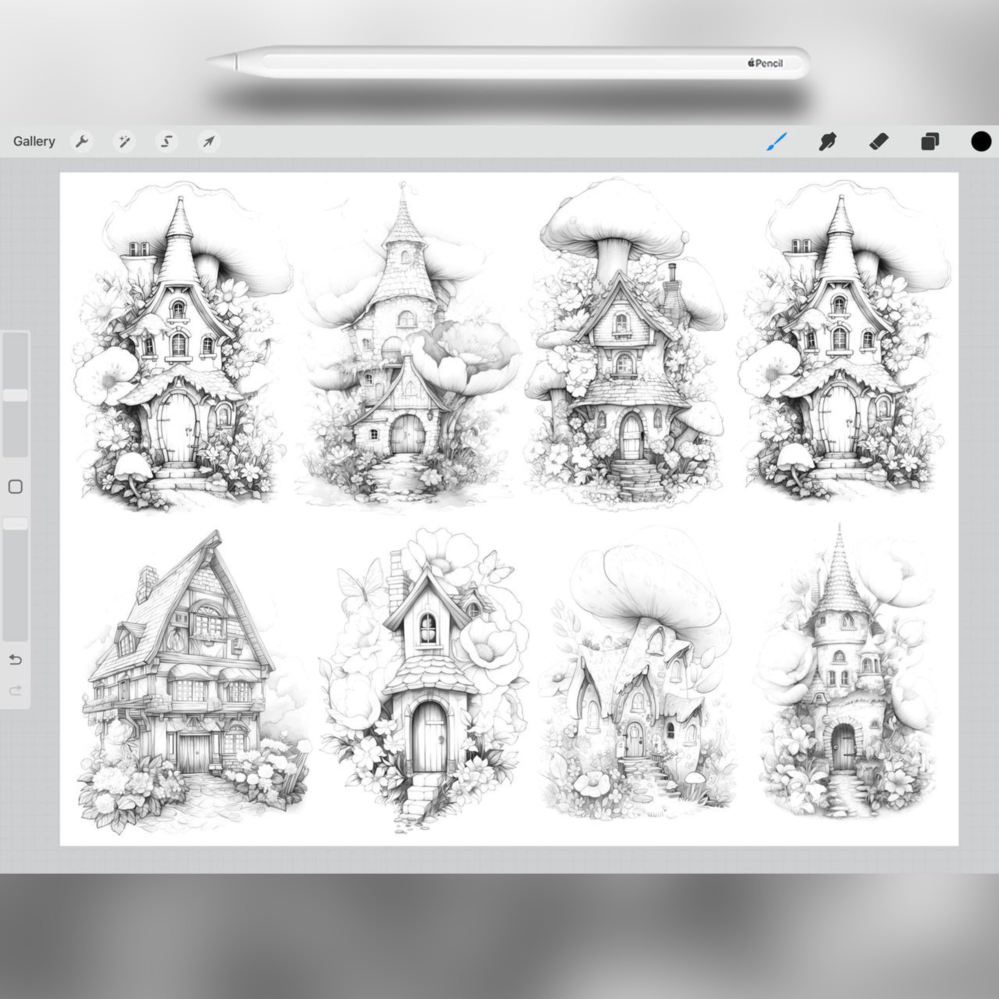 57 Blooming Fairy Homes Brushes for Procreate and Photoshop