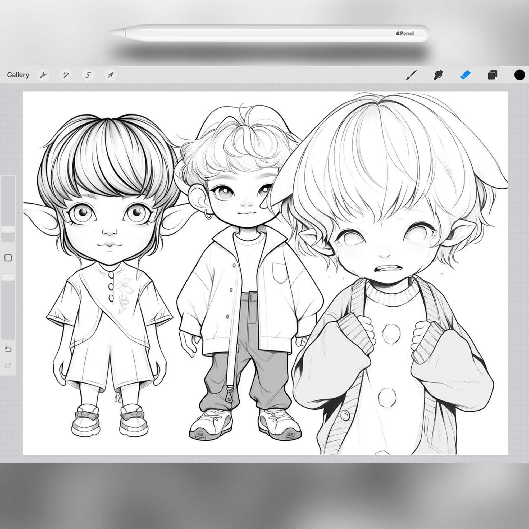 68 Chibi Boys Brushes for Procreate and Photoshop