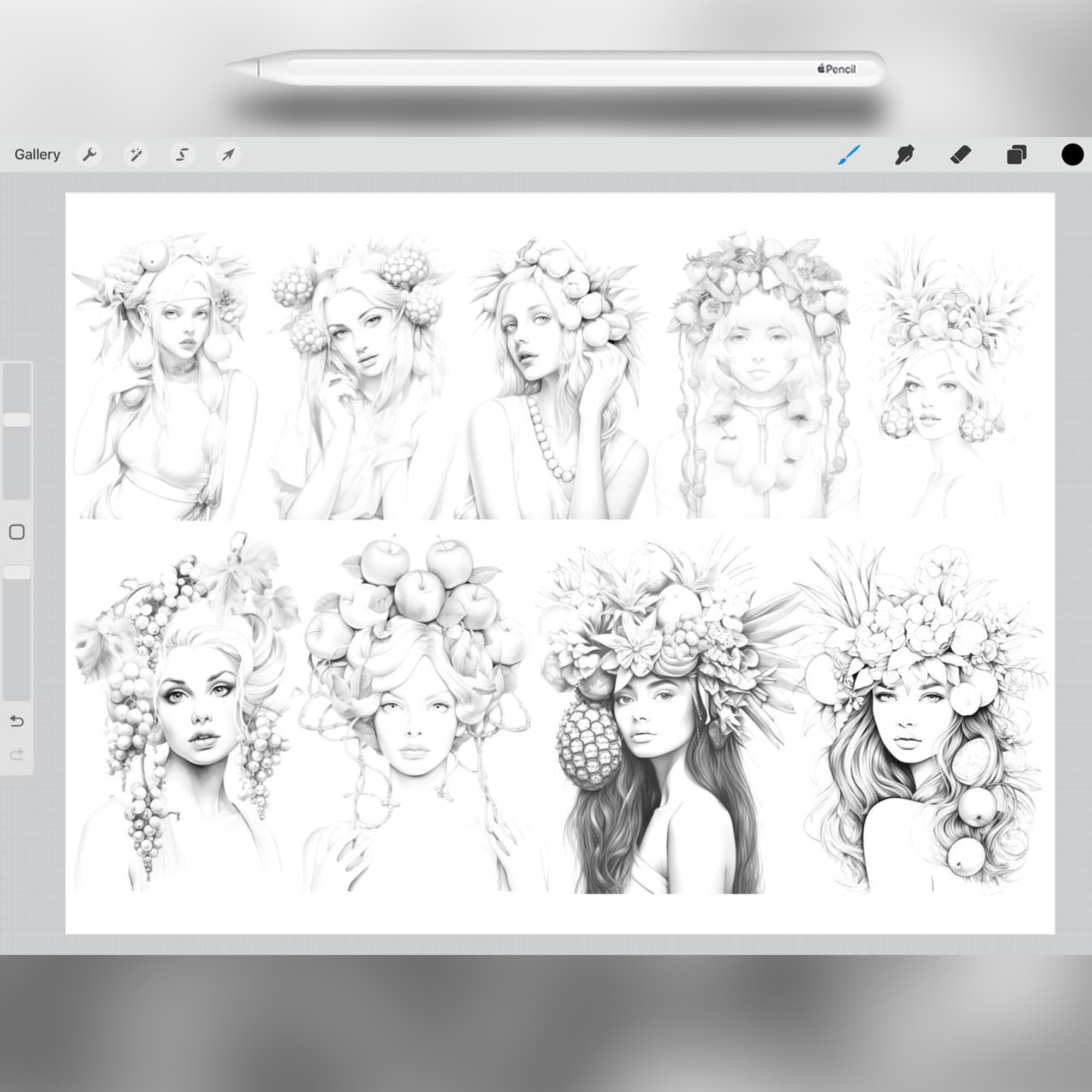 80 Tropical Girls Brushes for Procreate and Photoshop