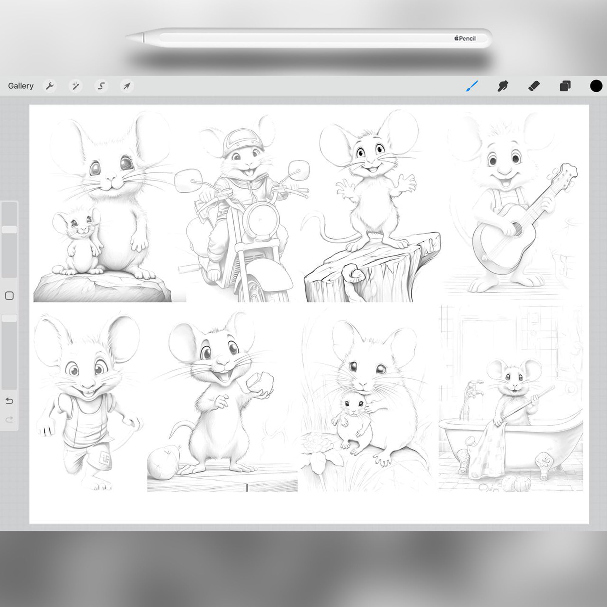50 Funny Mouse Procreate Brushes