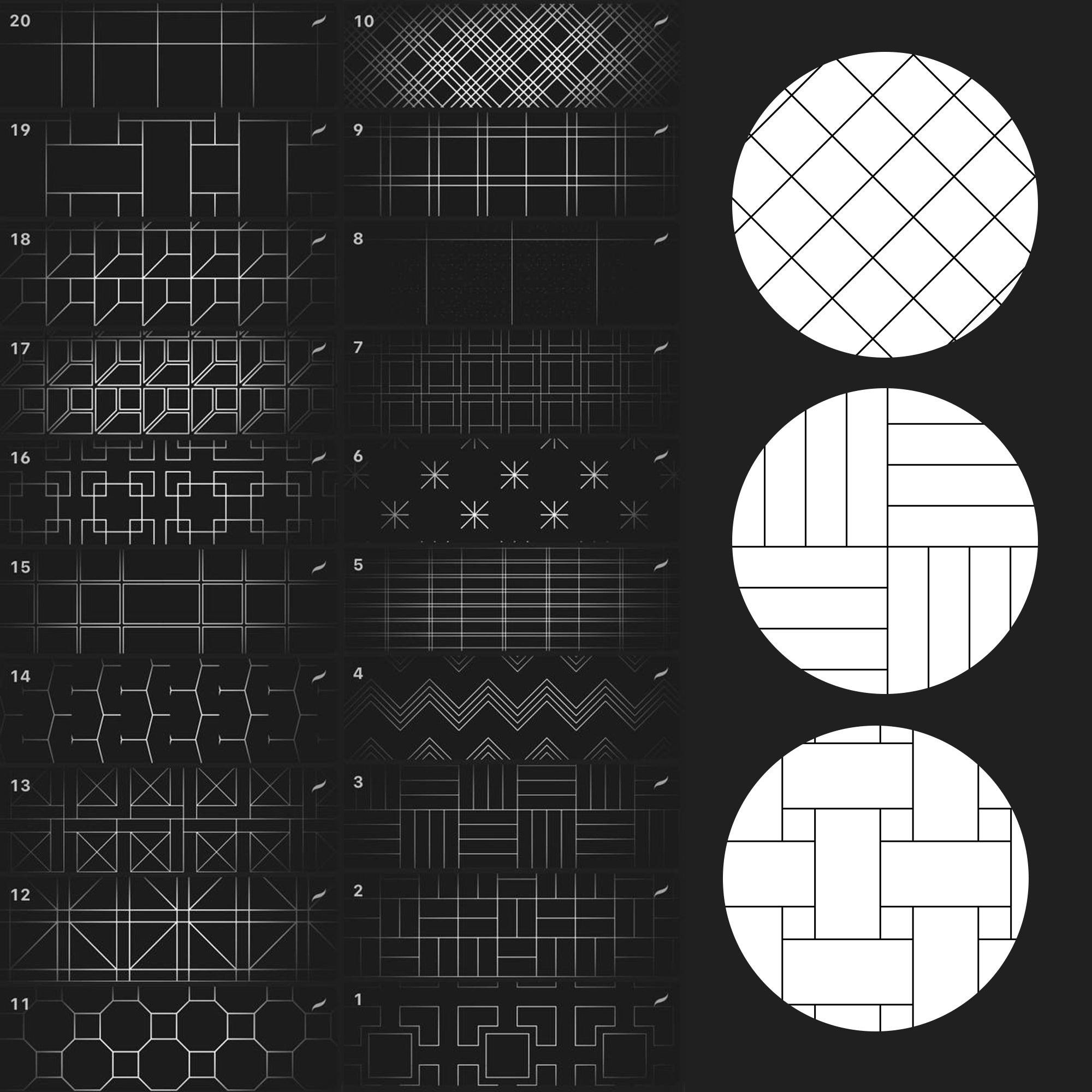 100 Architectural Hatch Pattern brushes for Procreate