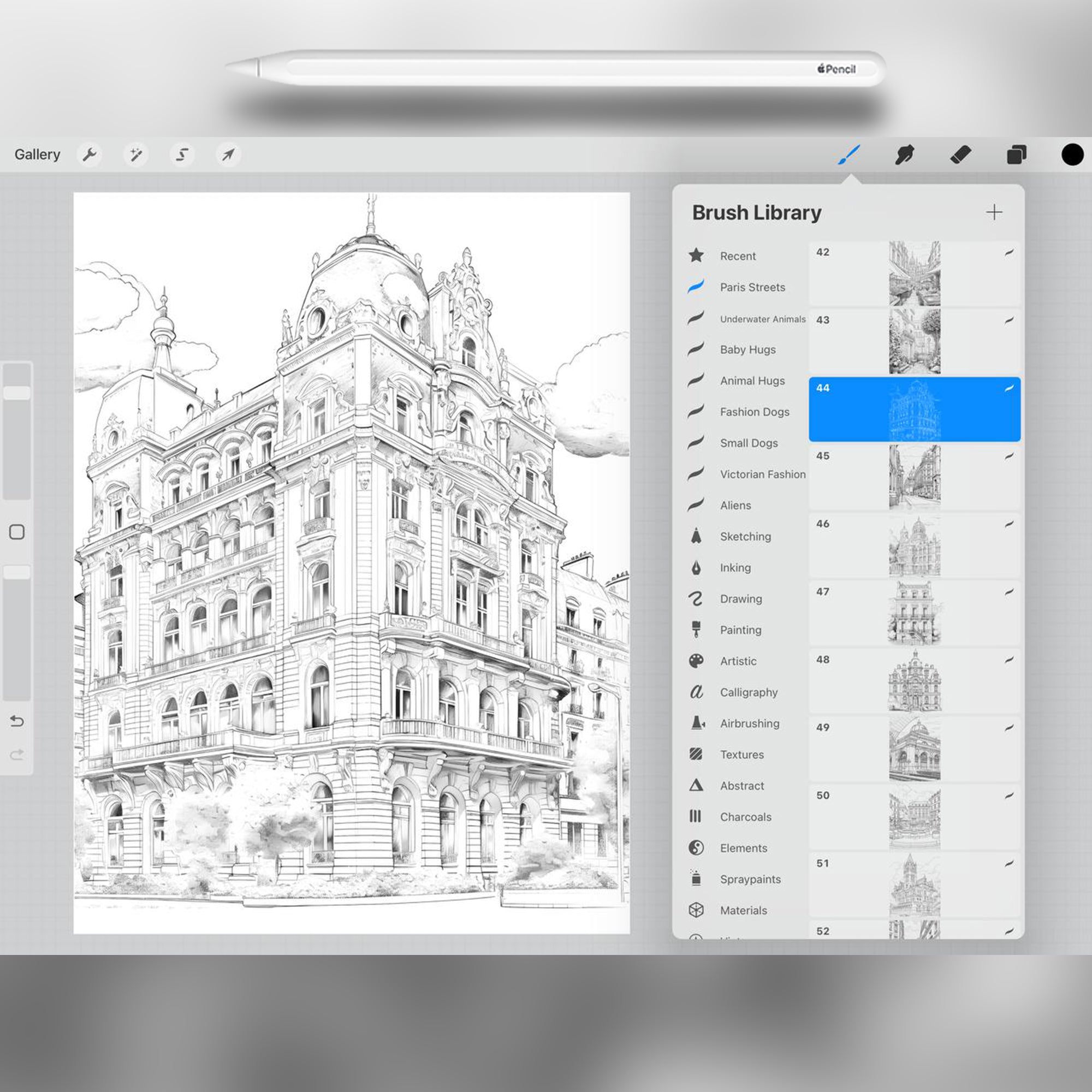60 Paris Streets Brushes for Procreate and Photoshop