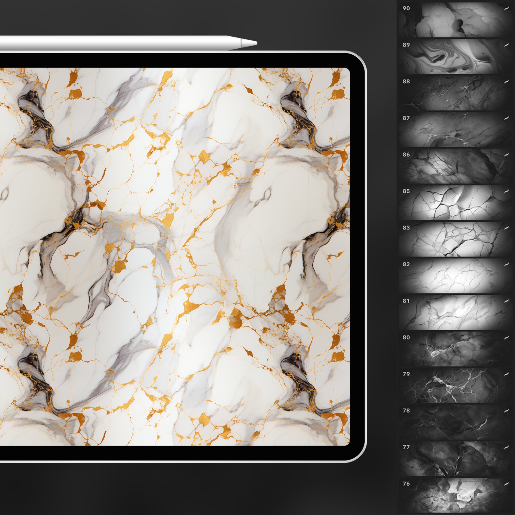 90 Procreate Marble Texture Brushes