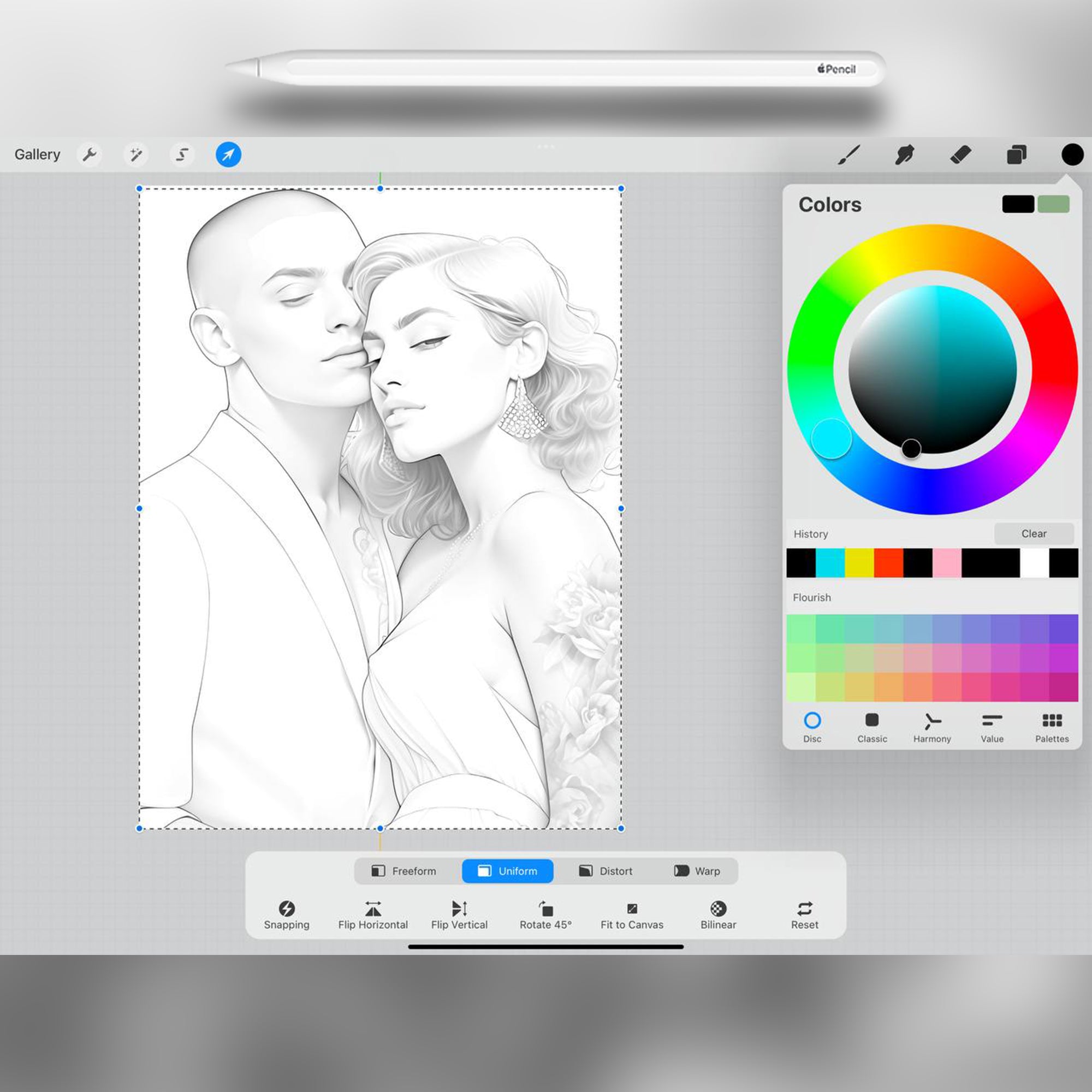 45 Wedding Couple Stamp Brushes for Procreate and Photoshop