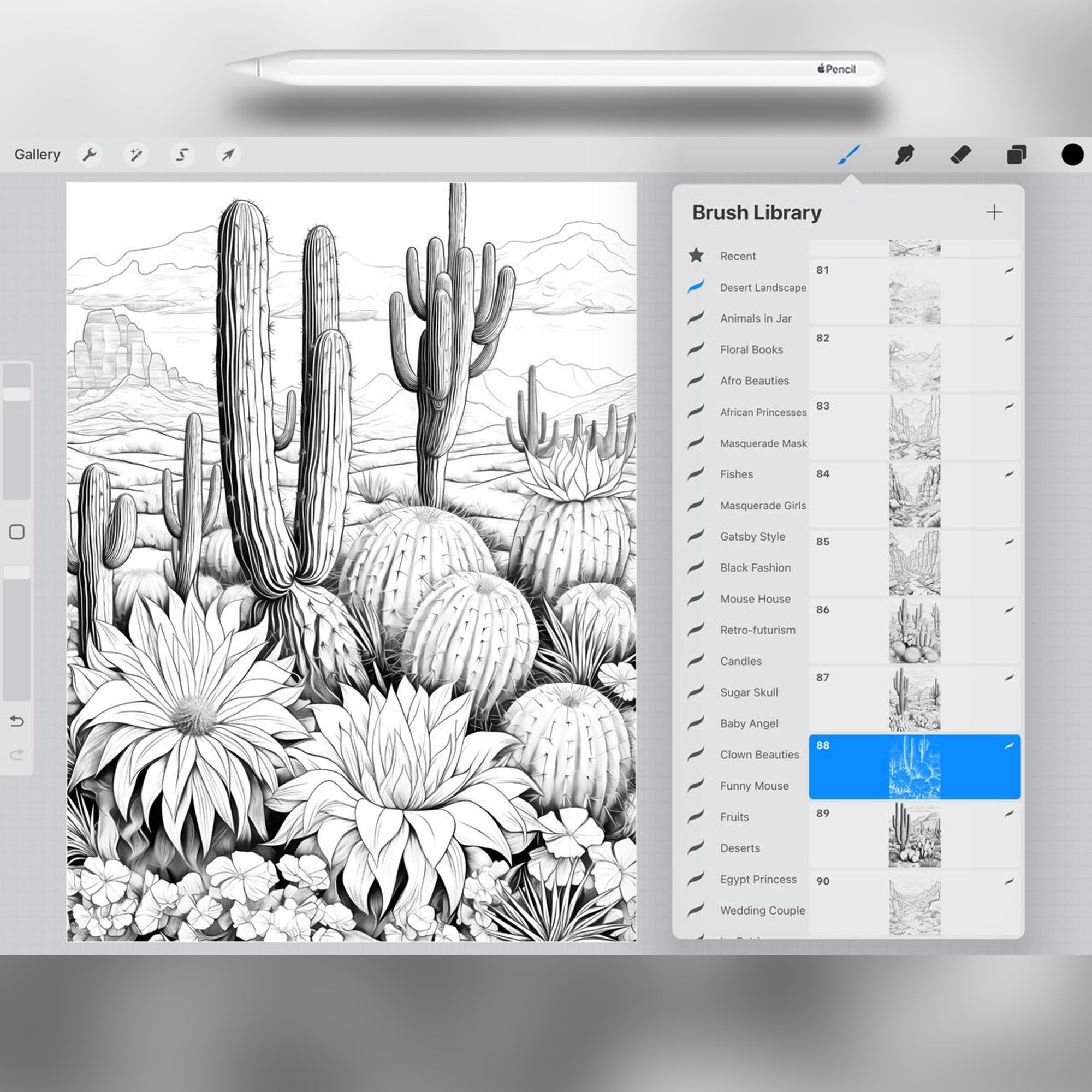 80 Desert Landscape Stamp Brushes for Procreate and Photoshop