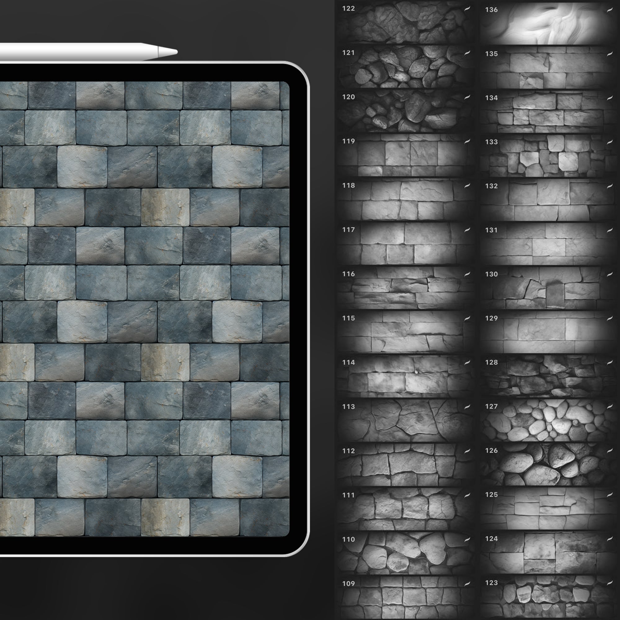 130 Procreate Stone Texture Brushes