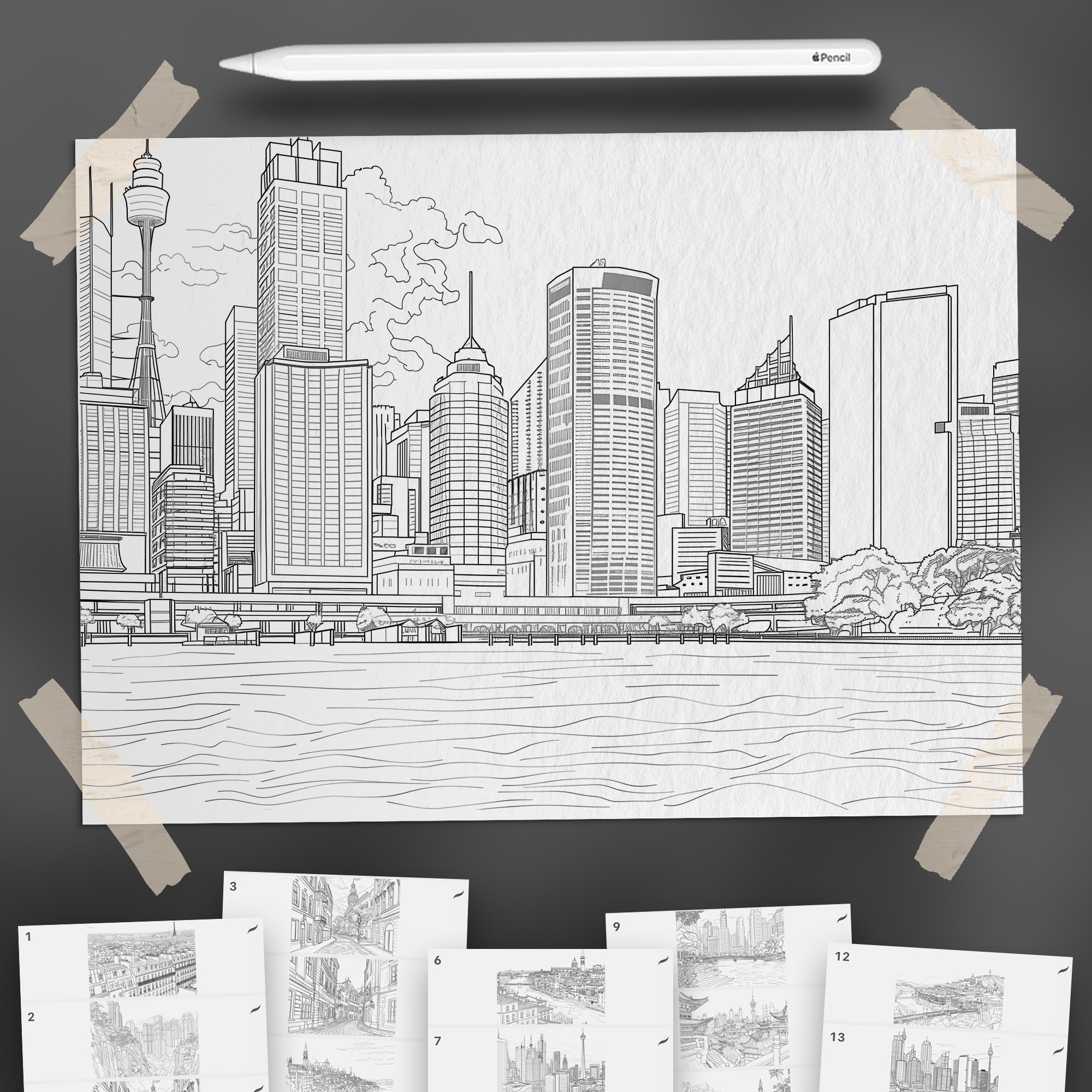 100 Procreate Cities Backgrounds Brushes