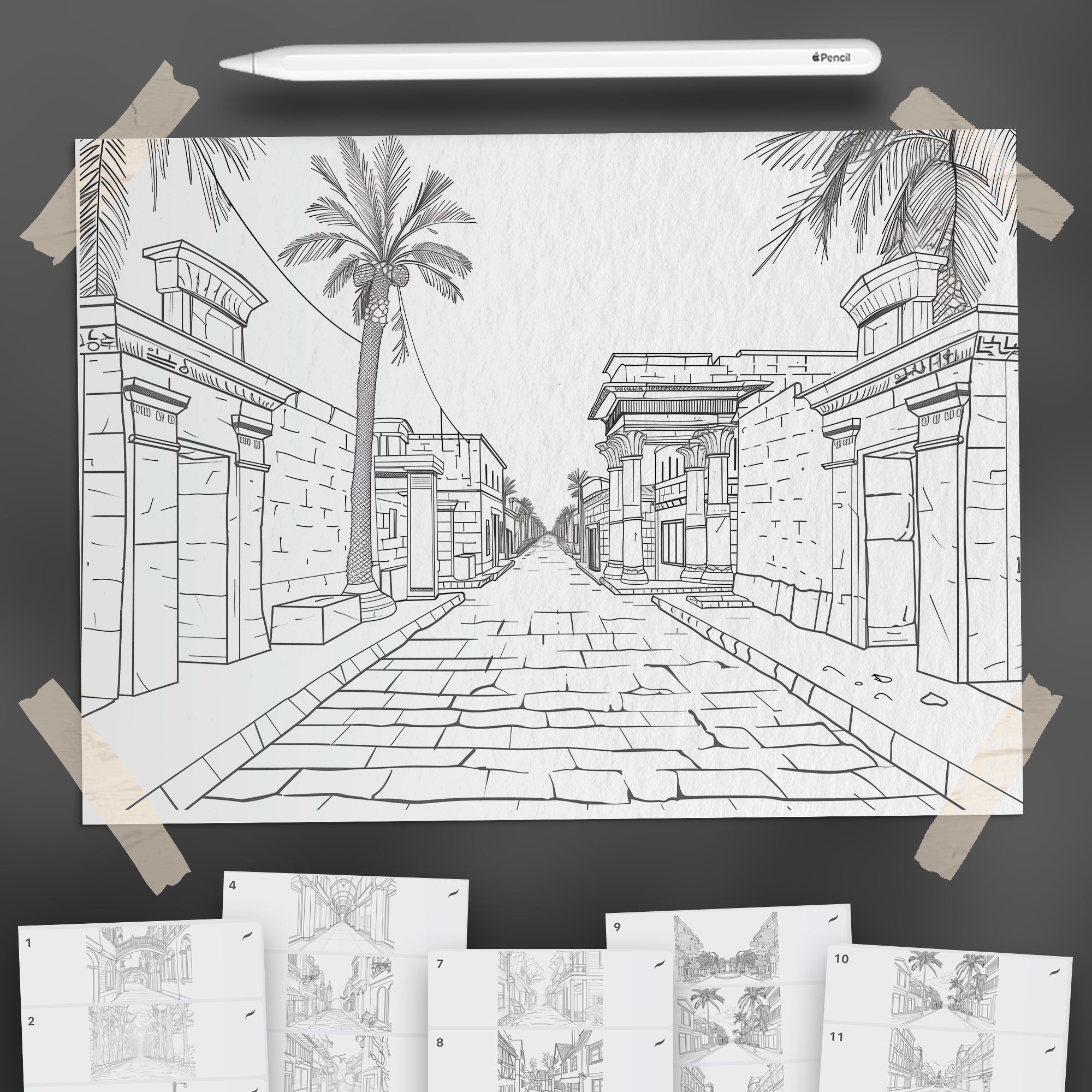 100 Procreate Streets Backgrounds Brushes