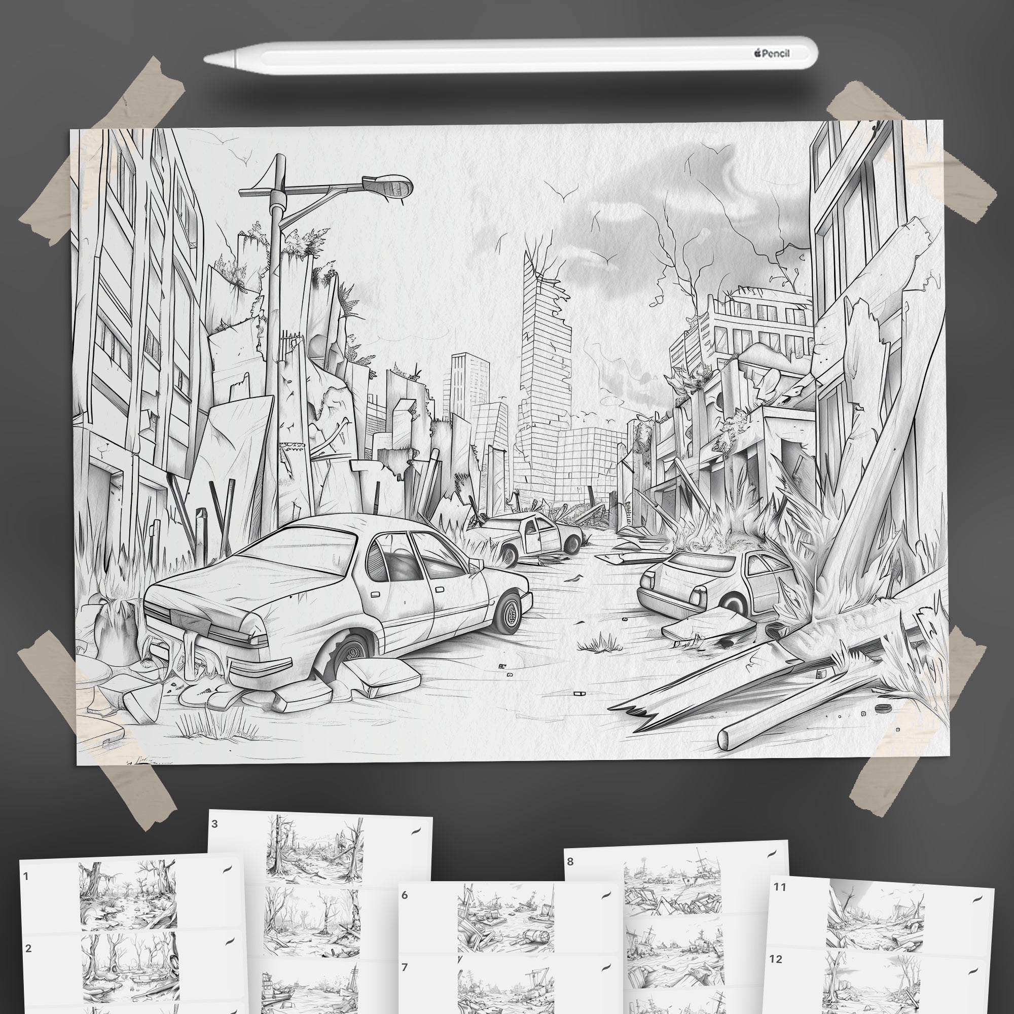 100 Procreate Post Apocalypses Backgrounds Brushes