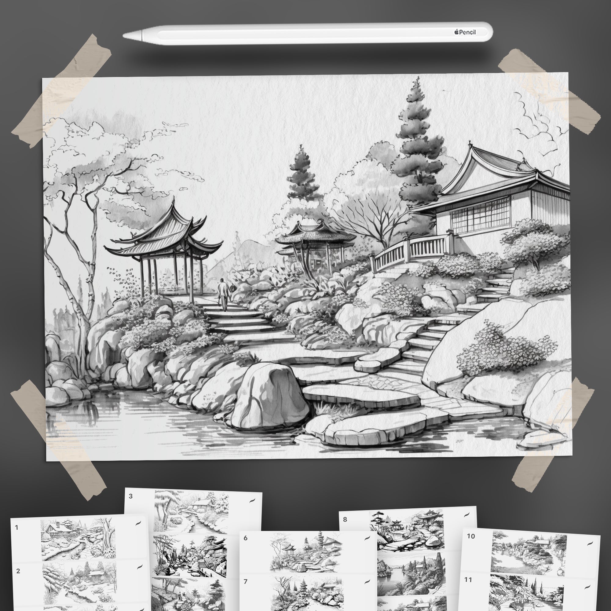60 Procreate Japanese Garden Background Brushes
