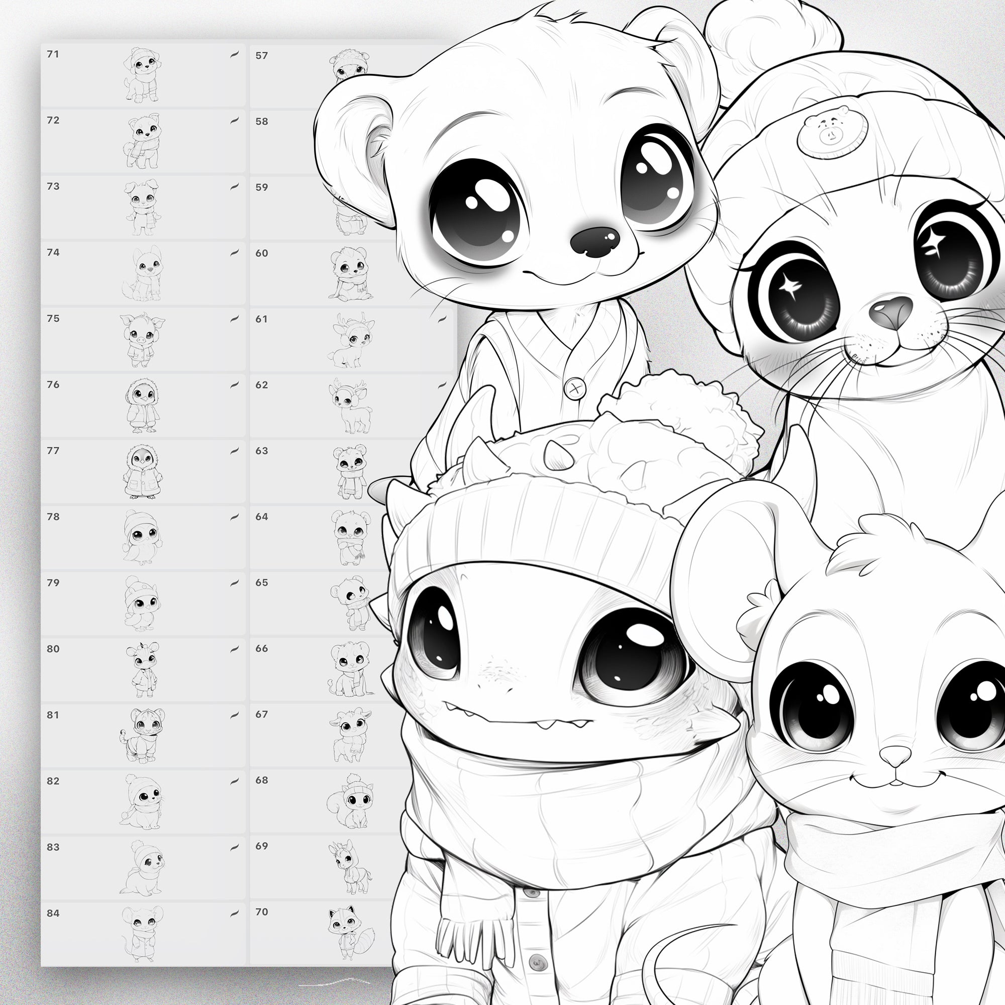 120 Procreate Cute Winter Animal Stamps