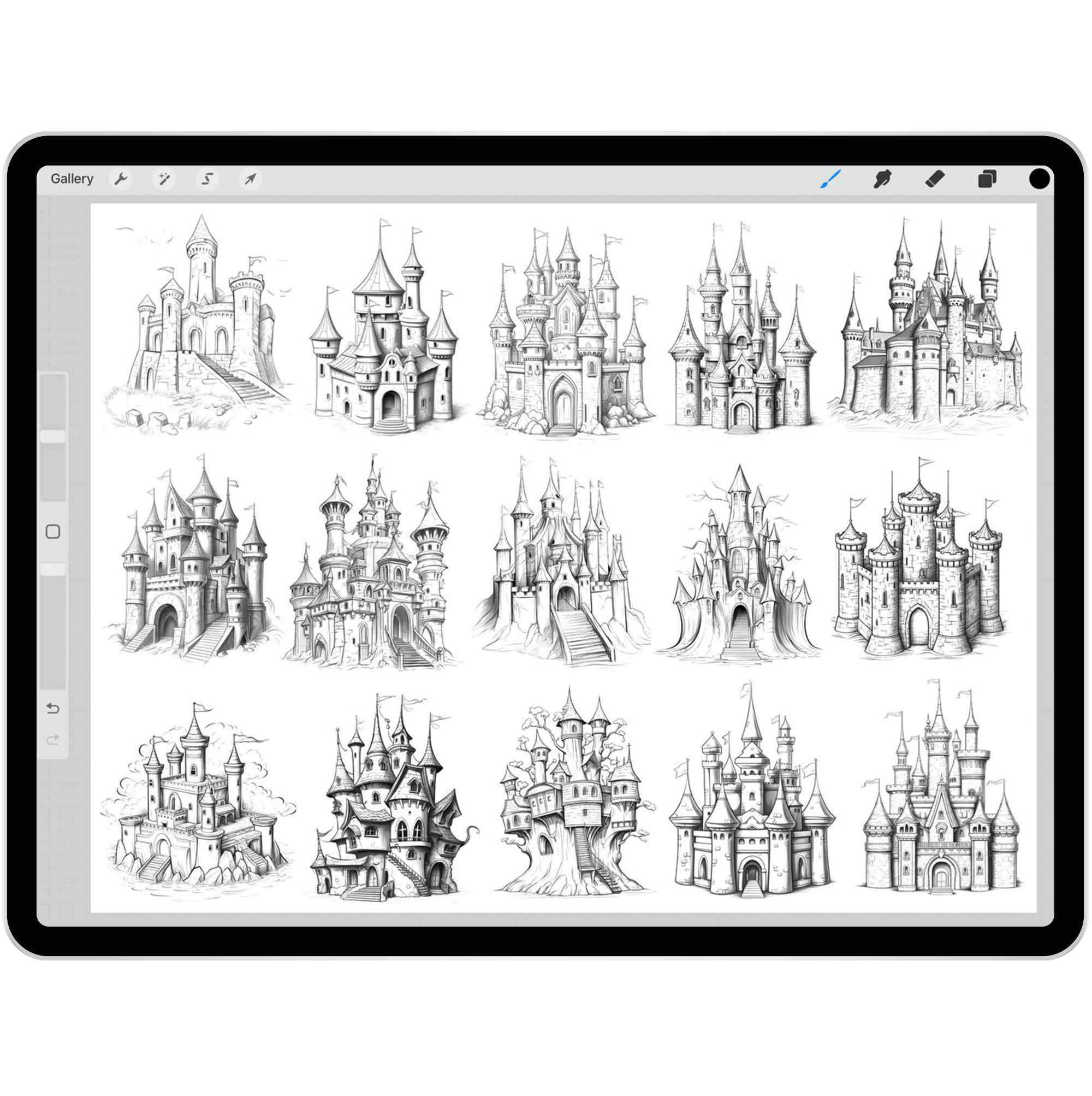 85 Castles Brushes for Procreate and Photoshop