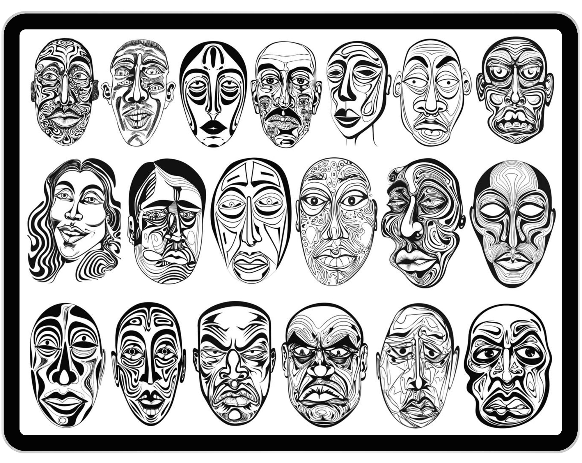 77 Procreate Psychedelic Faces Stamp Brushes