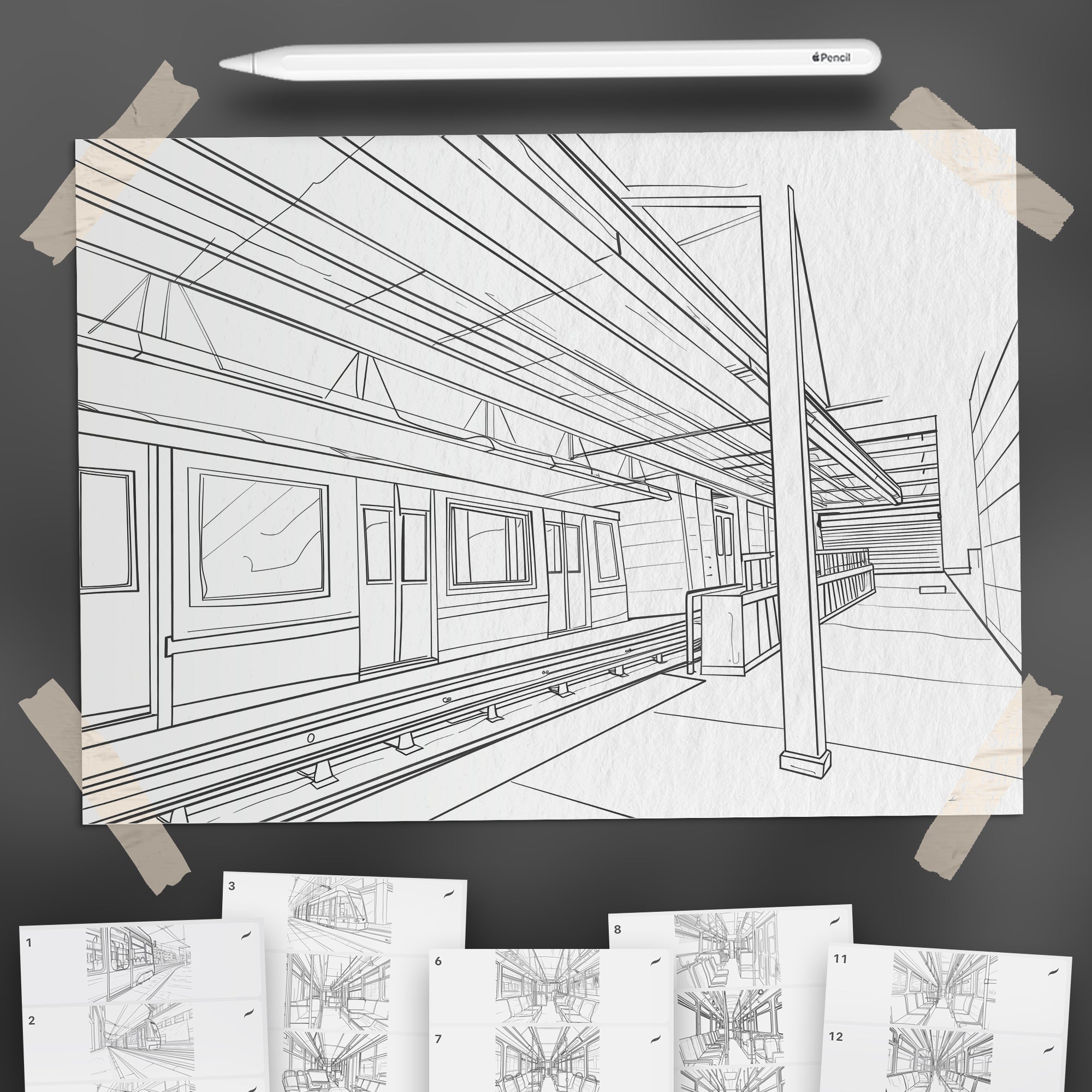 100 Procreate Public Transport Backgrounds Brushes