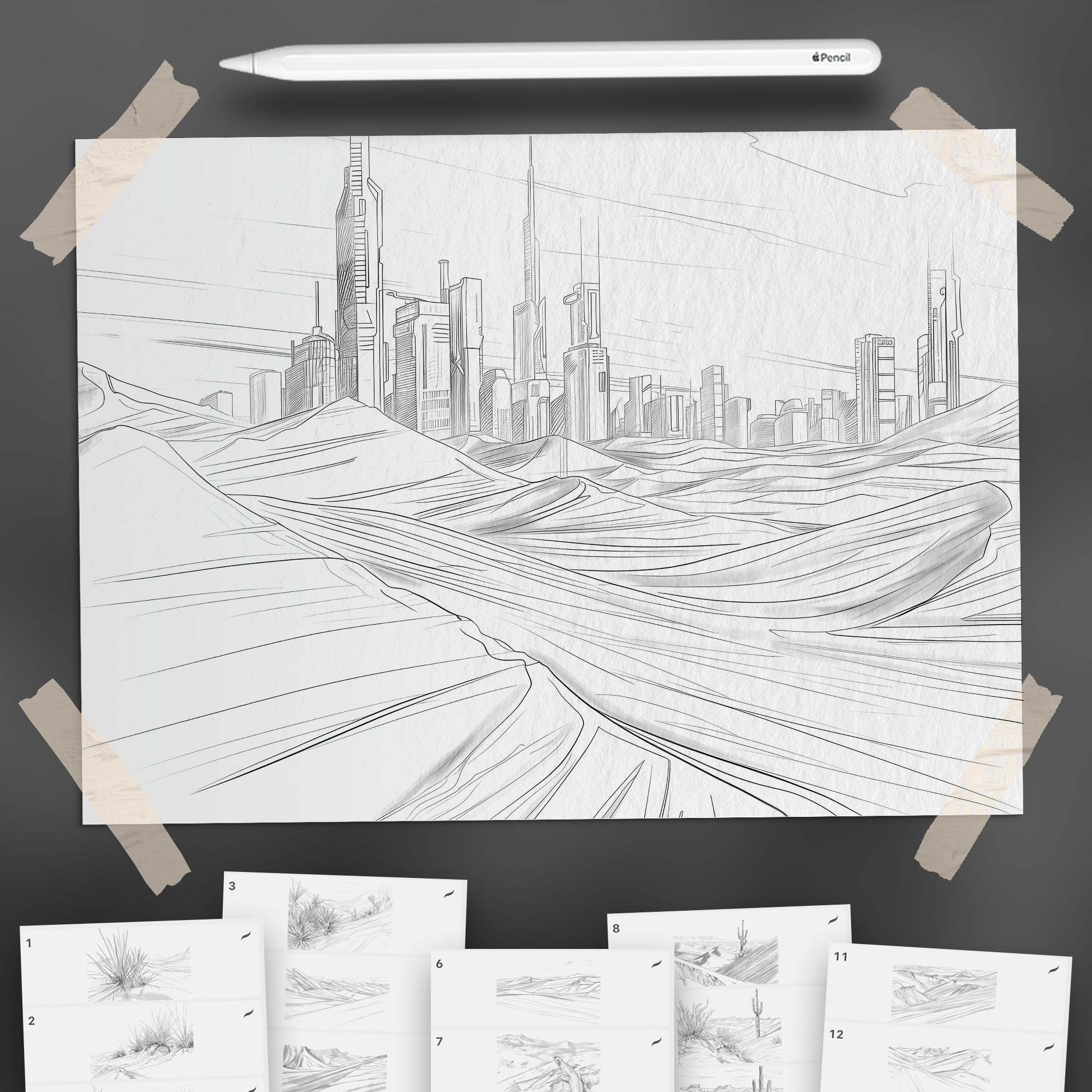 100 Procreate Deserts Backgrounds Brushes