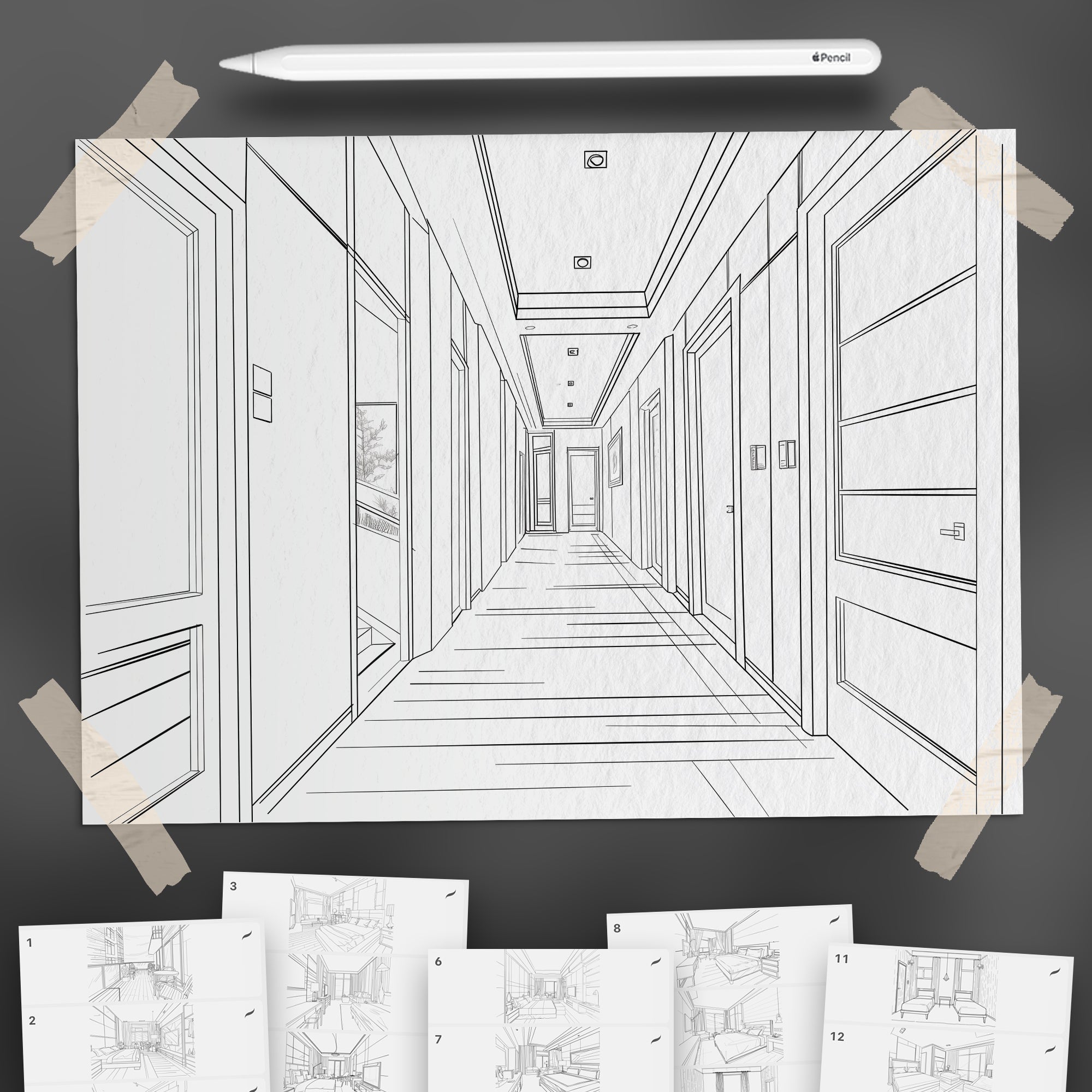 100 Procreate Hotel Rooms Backgrounds Brushes
