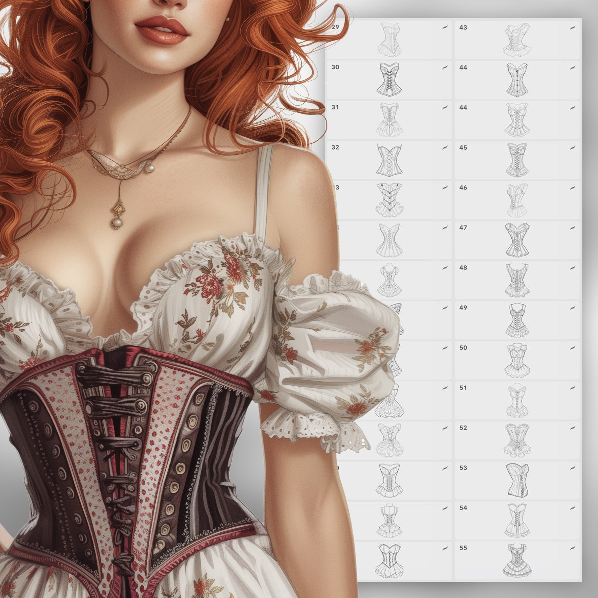 110 Procreate Corset Stamp Brush Brushes