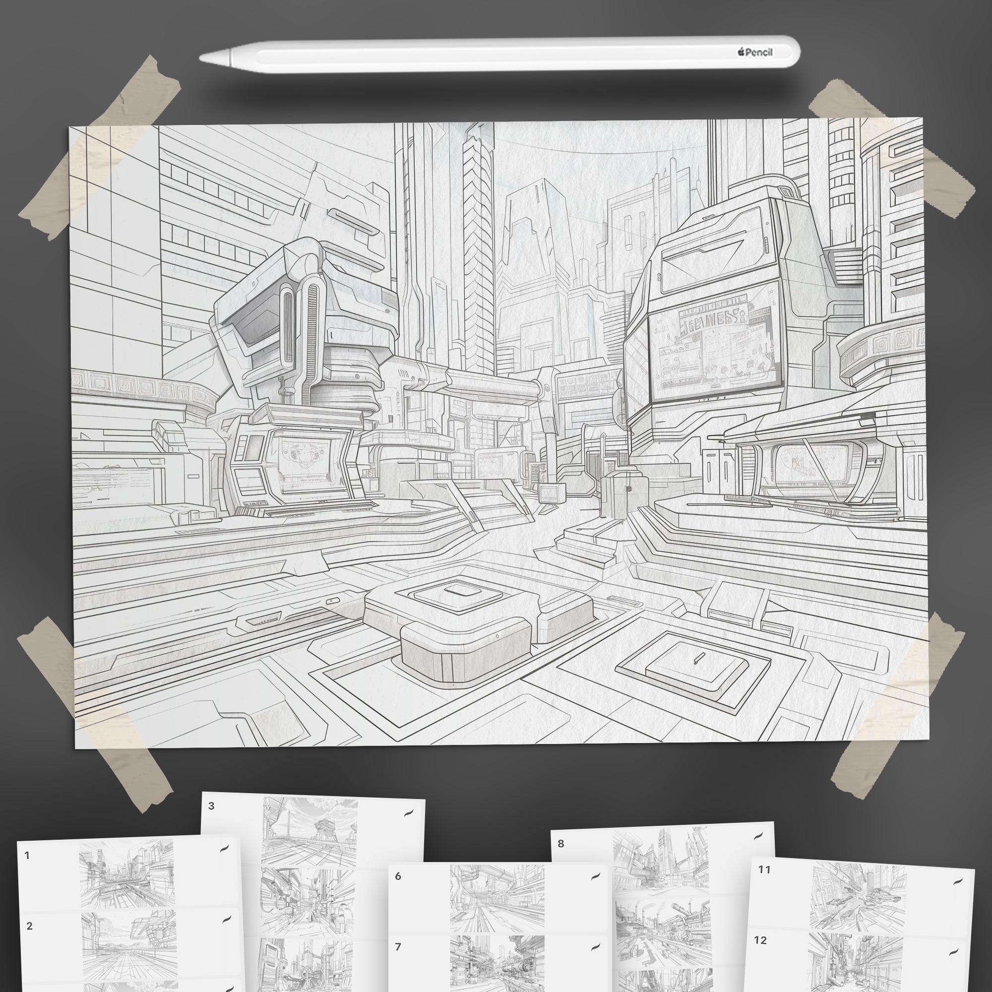 100 Procreate Cyberpunk Cities Backgrounds Brushes