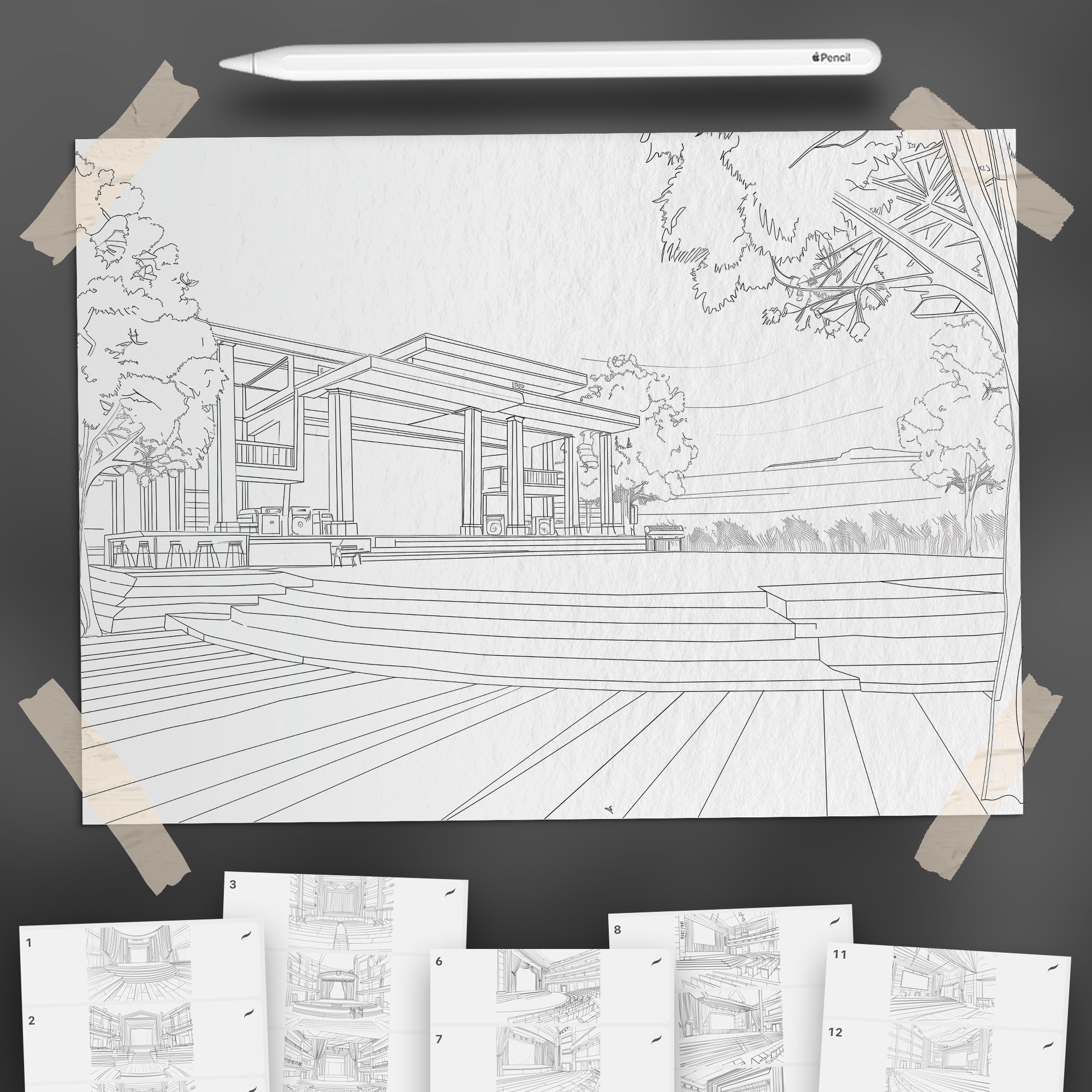 100 Procreate Concert Stages Backgrounds Stamps Brushes